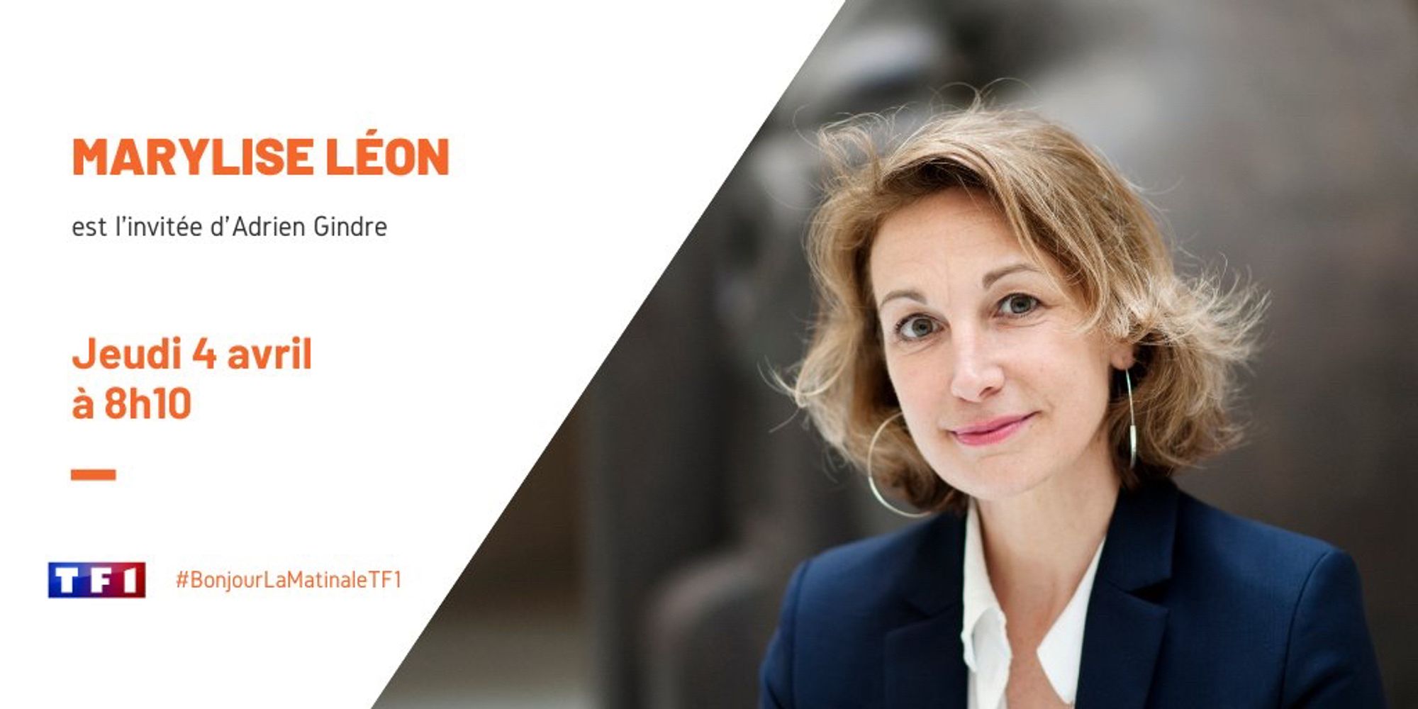 Marylise Léon (secrétaire générale de la CFDT) est l'invitée d'Adrien Gindre, jeudi 4 avril à 8h10 sur TF1 dans #BonjourLaMatinaleTF1