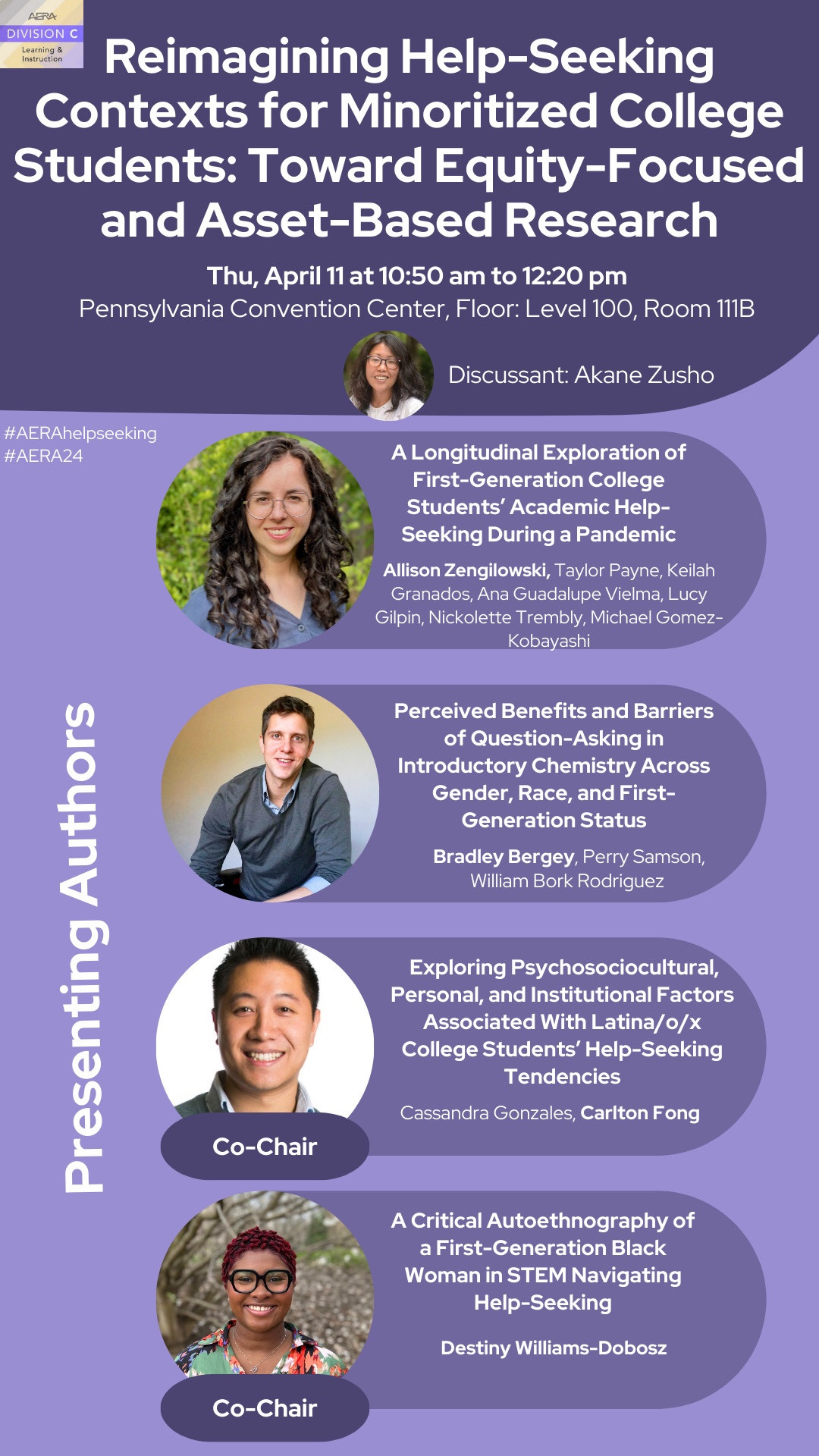 Flyer for the AERA symposium entitled Reimagining Help-Seeking Contexts for Minoritized Students: Toward Equity-Focused and Asset-Based Research