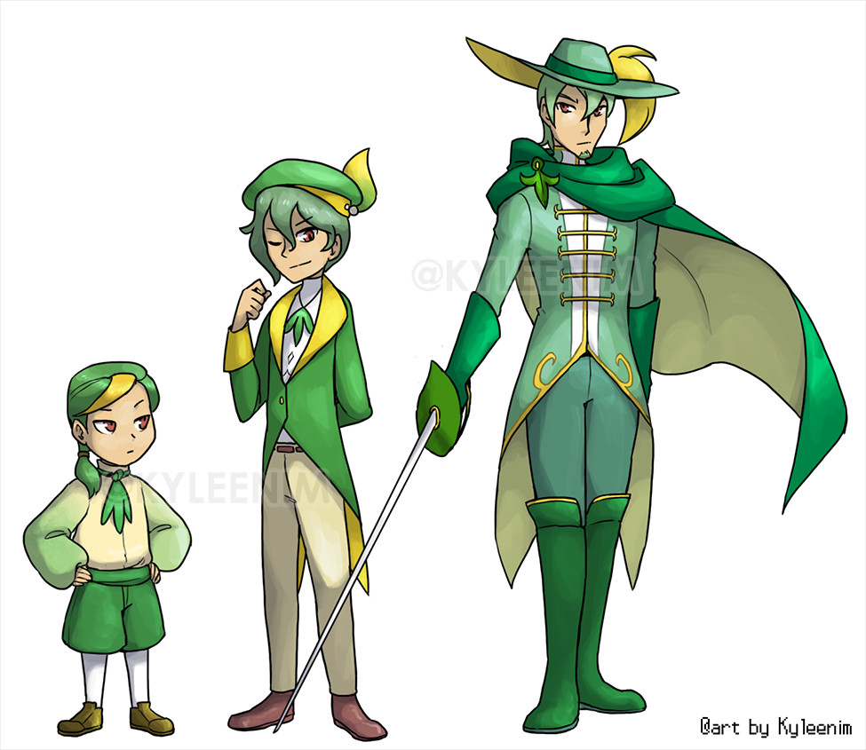 Gijinka of the Snivy Pokemon line, Leif