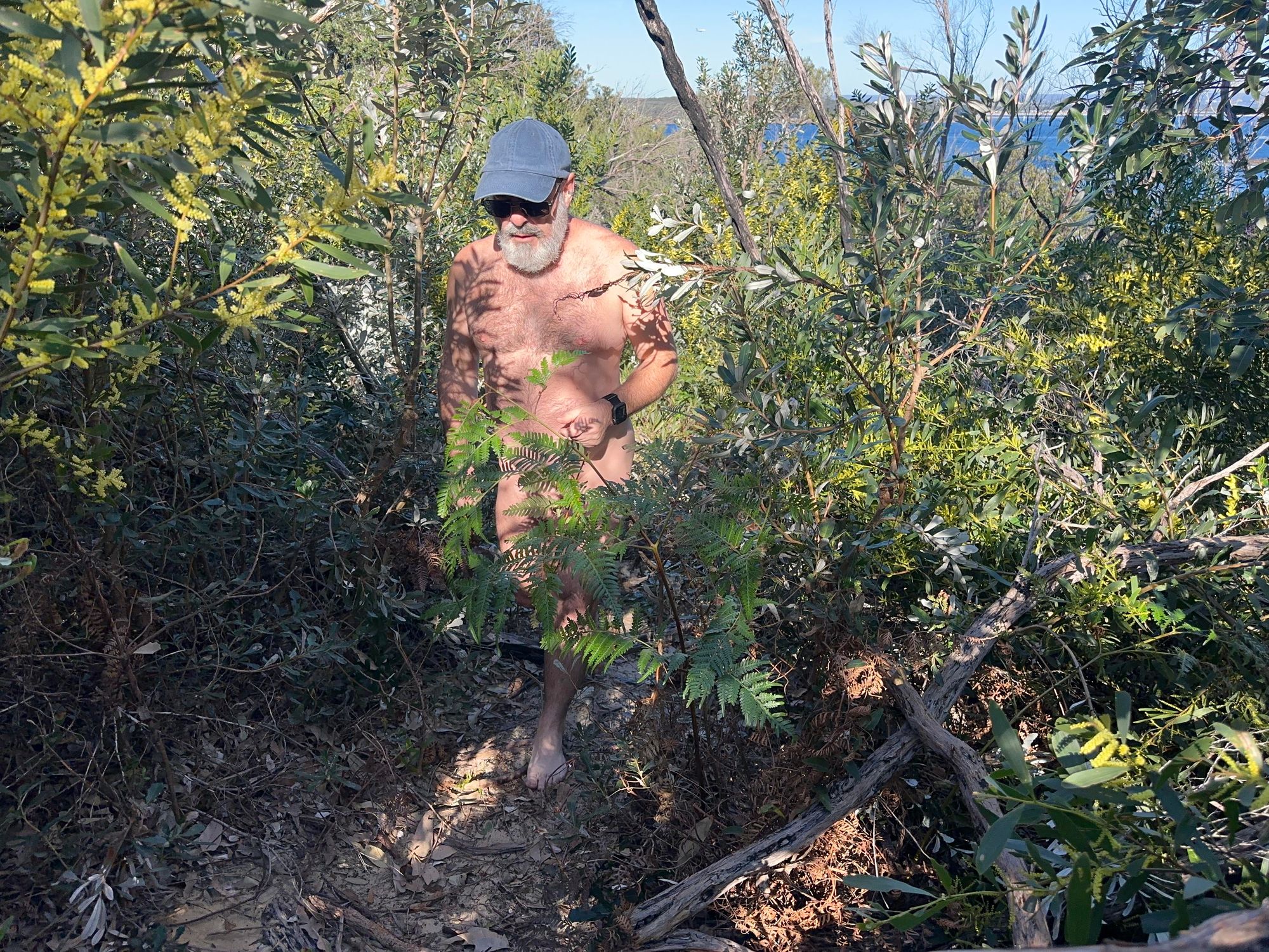 Naked hiking