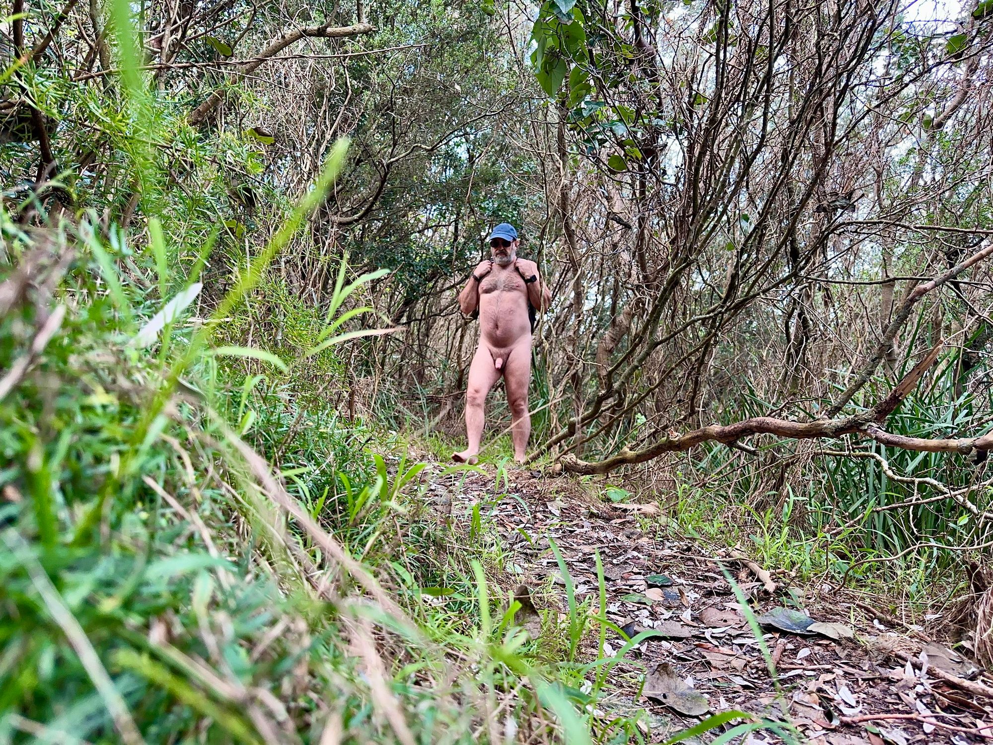 Naked hiking