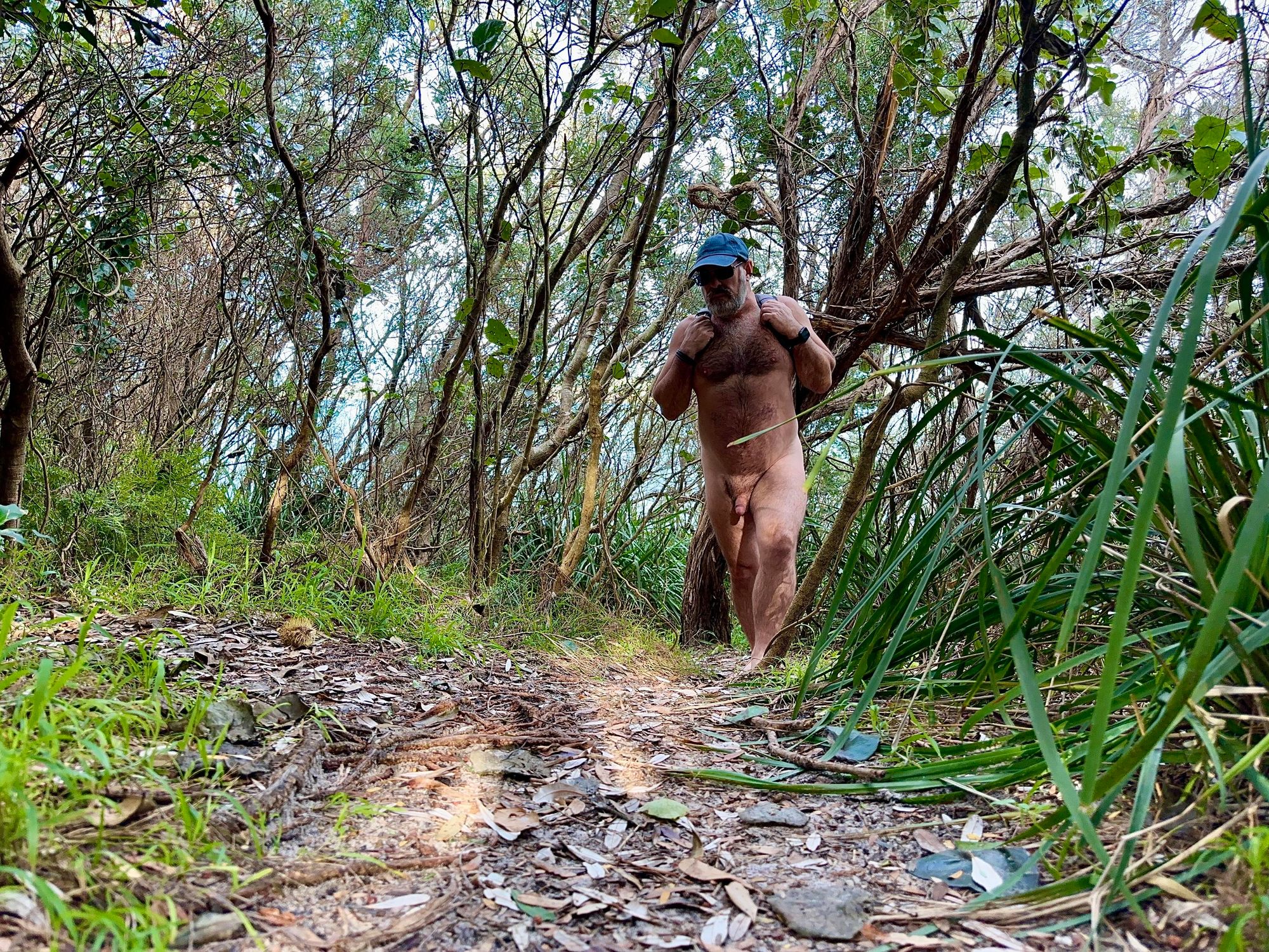 Naked hiking