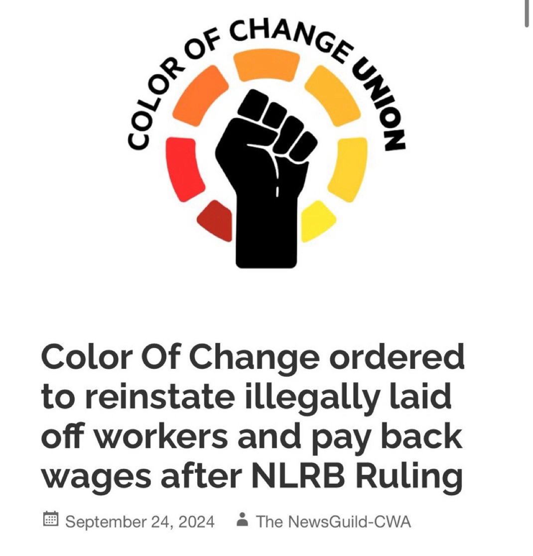 Color Of Change ordered to reinstate illegally laid off workers and pay back wages after NLRB Ruling