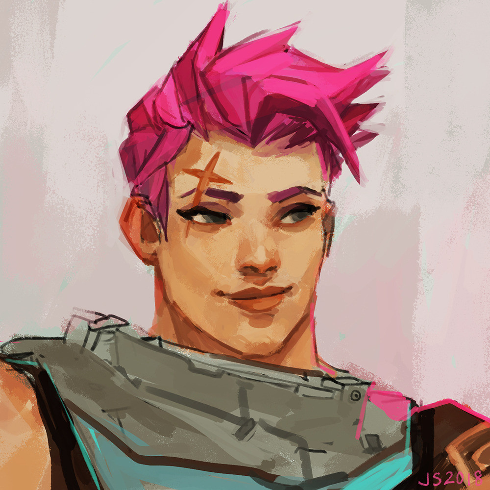 Painted portrait of Zarya from Overwatch