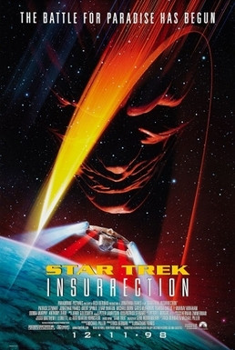 The theater movie poster for Star Trek: Insurrection.