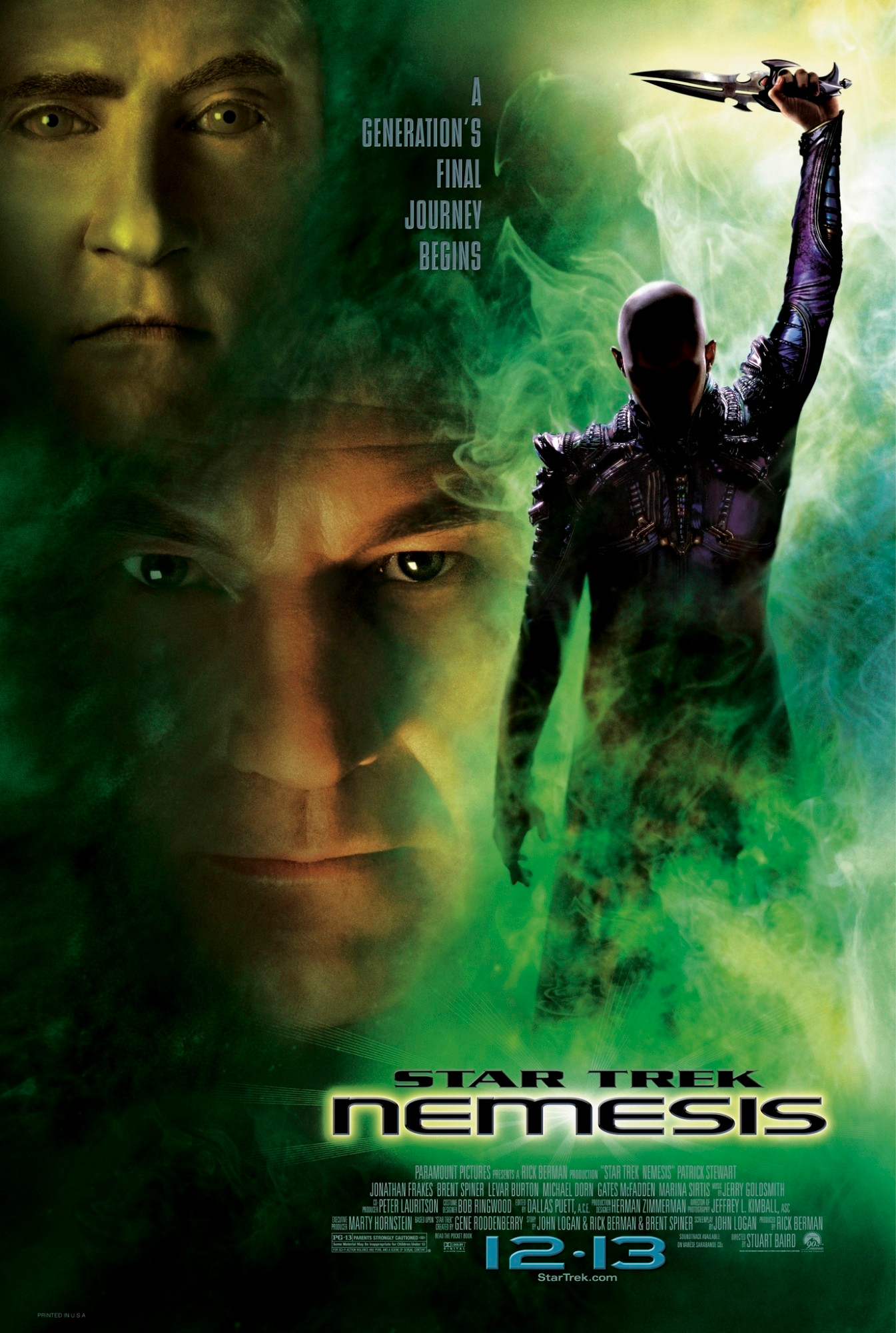 The theater movie poster for Star Trek: Nemesis.