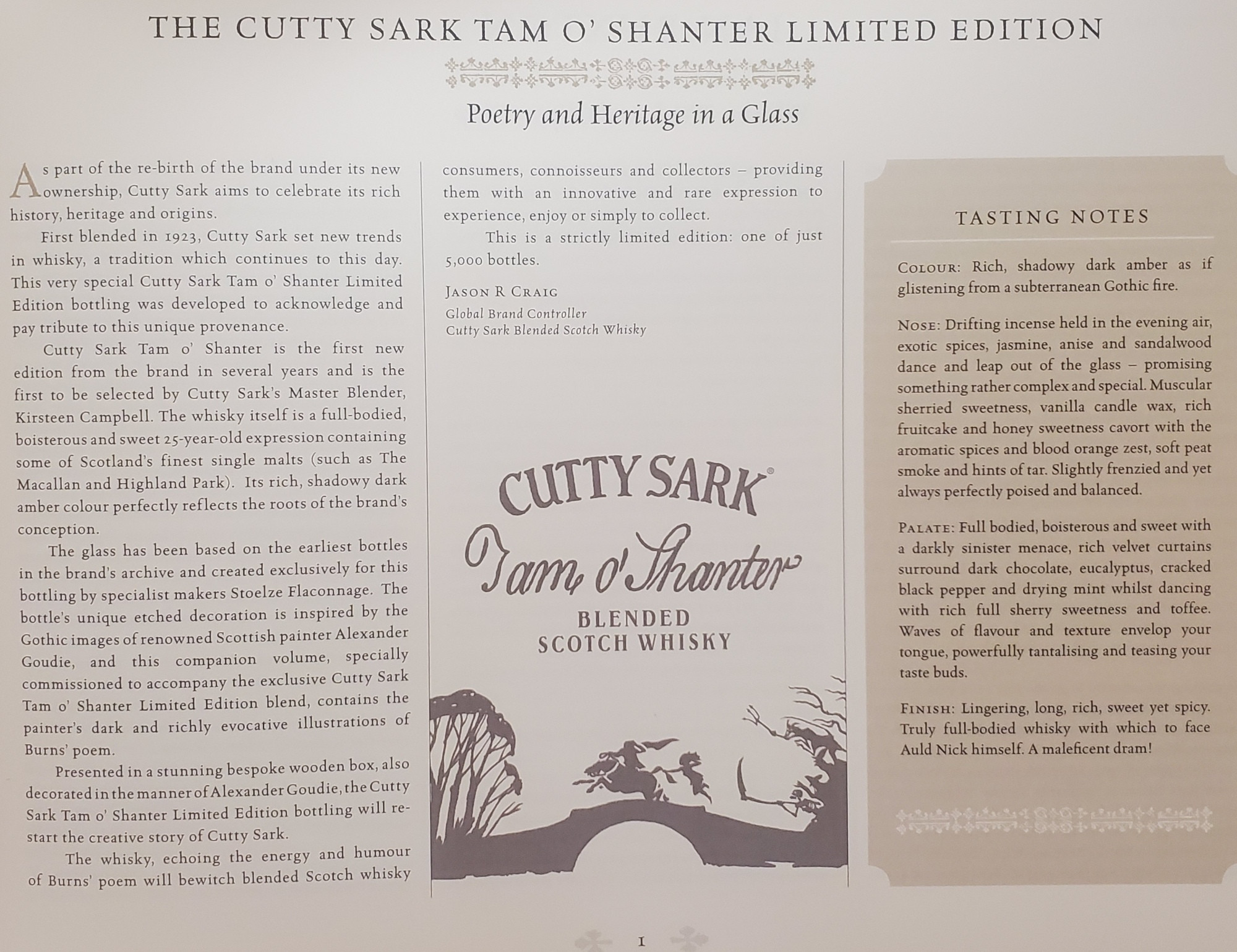 A write up of the Cutty Sark Tam O' Shanter whisky release 