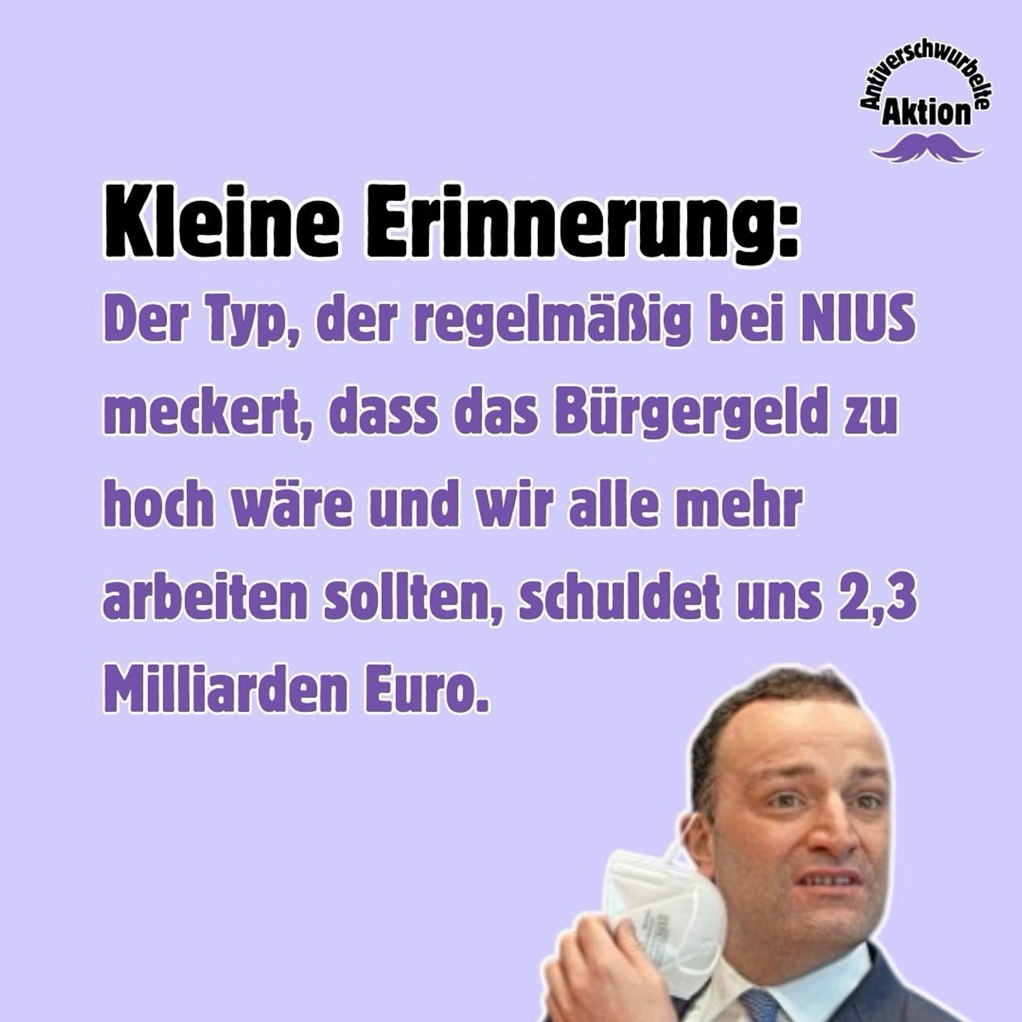 Kleine Erinnerung
Der Typ.der regelmäßig bei Nius meckert, dass das Bürgergeld zu hoch wäre und wir alle mehr arbeiten sollten, schuldet uns 2,3 Milliarden Euro