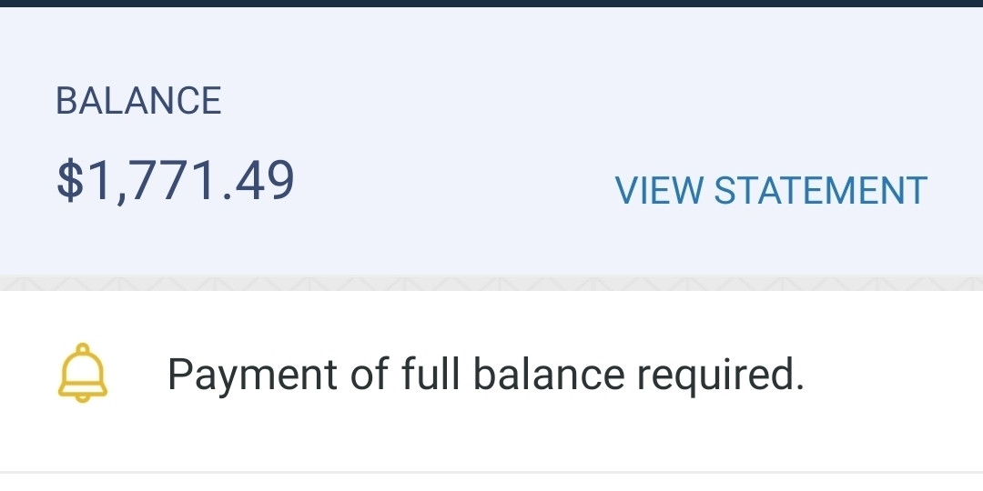 Screenshot of my rent payment portal showing I can only pay the full balance of $1771.49