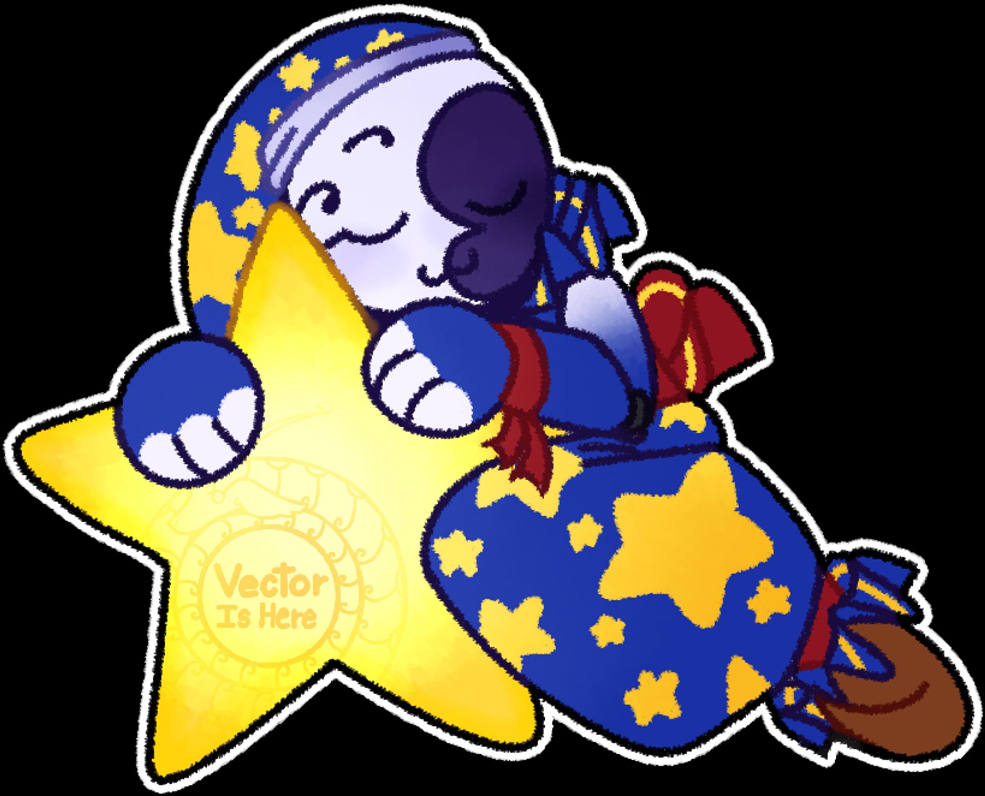 Moon FNAF sitting and holding a massive star