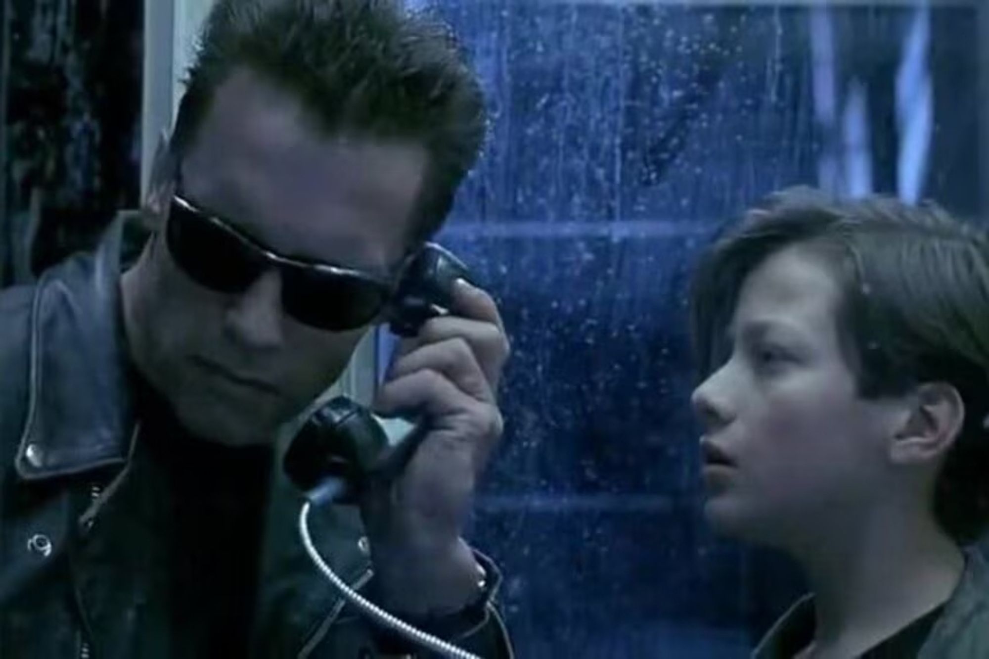 arnold the t-800 on the phone in terminator 2 pretending to be john calling his house