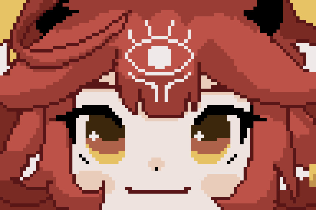 A pixel art banner of Tyuna’s face.