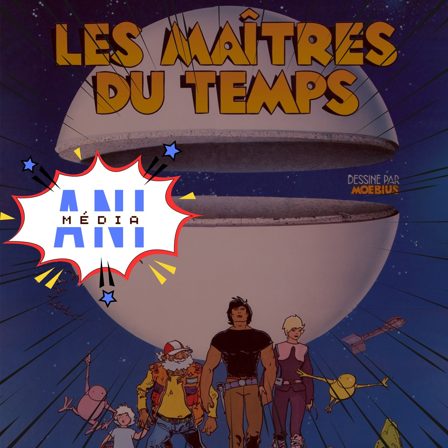 Jaquette de l'épisode #3 du podcast Animédia, consacré au film Les Maîtres du temps