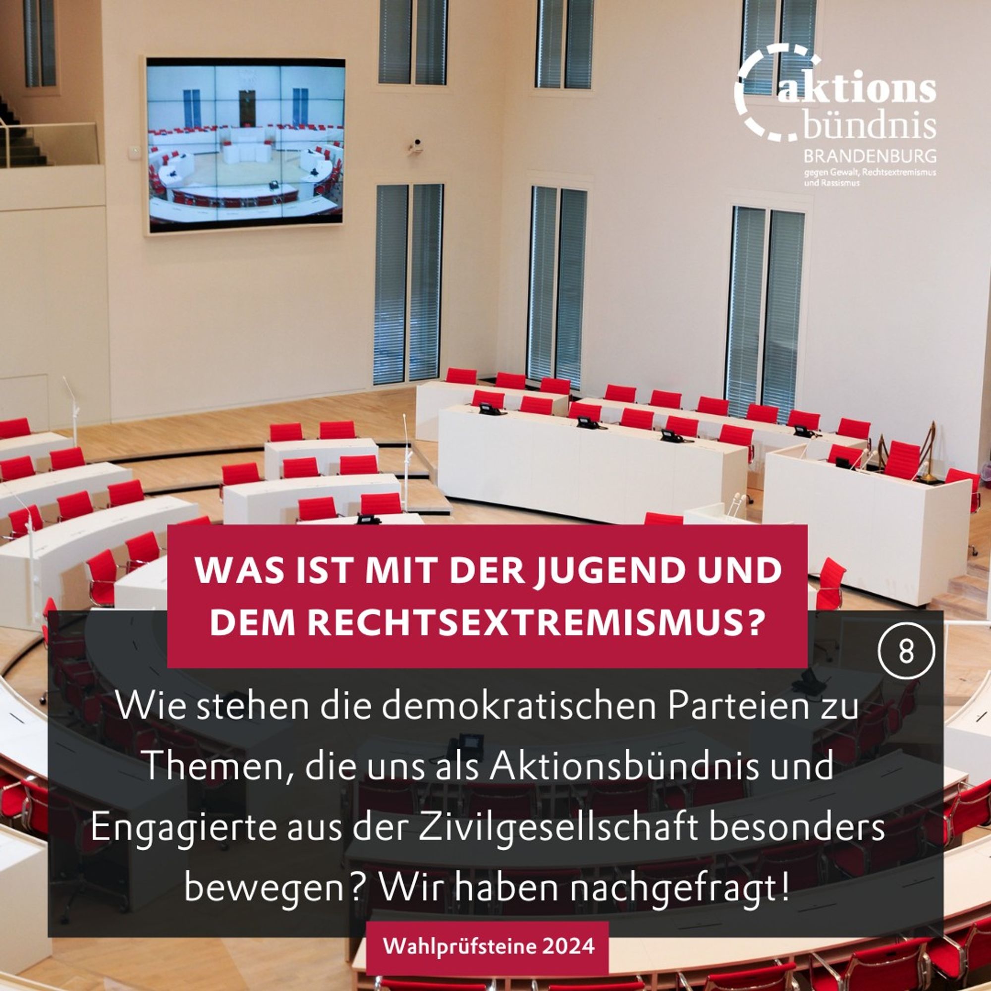 Was ist mit der Jugend und dem Rechtsextremismus?

Wie stehen die demokratischen Parteien zu Themen, die uns als Aktionsbündnis und Engagierte aus der Zivilgesellschaft besonders bewegen? Wir haben nachgefragt!