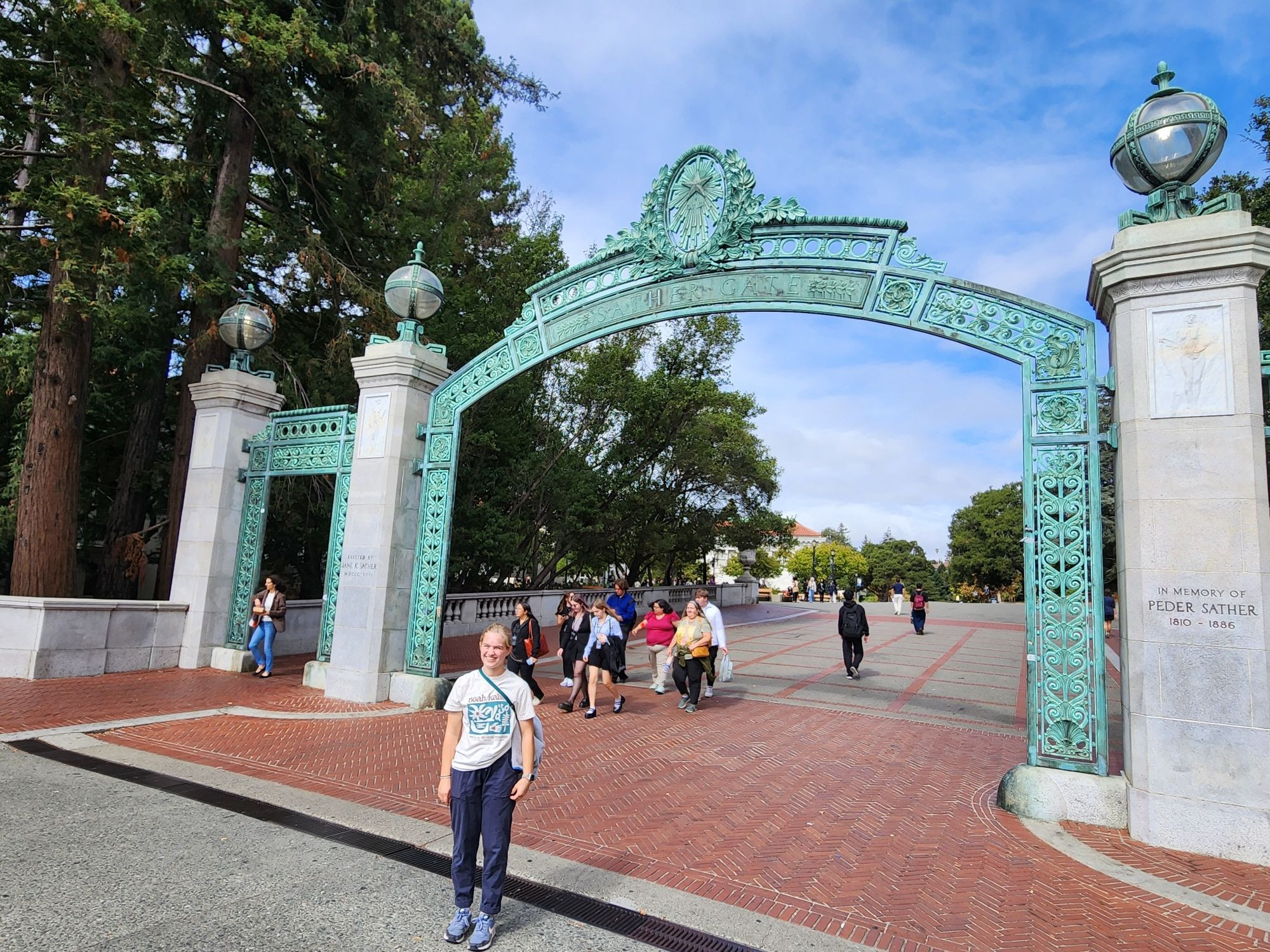 Halligator in front of the Sather Gate.