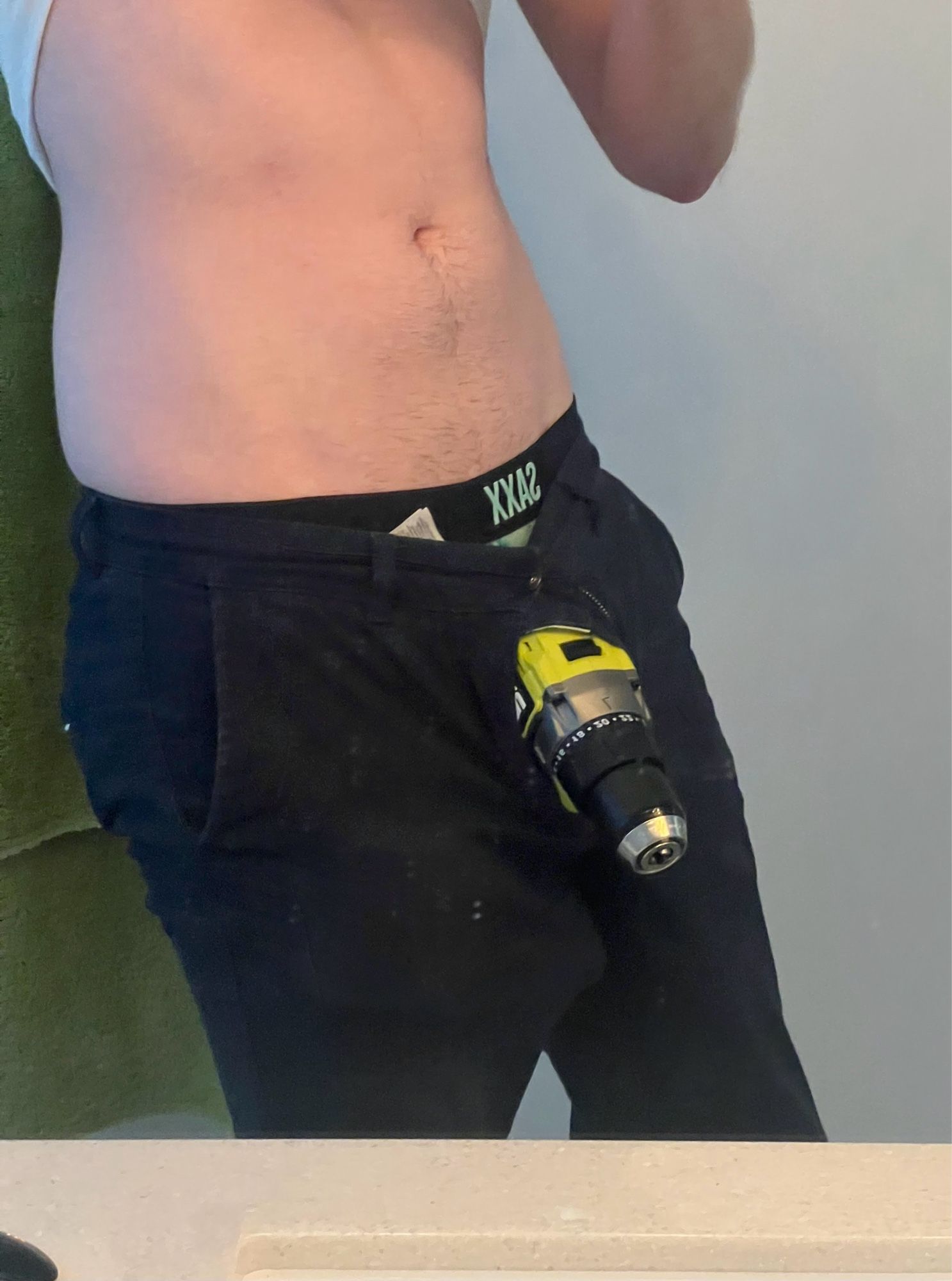 evil twink with a ryobi drill instead of a penis