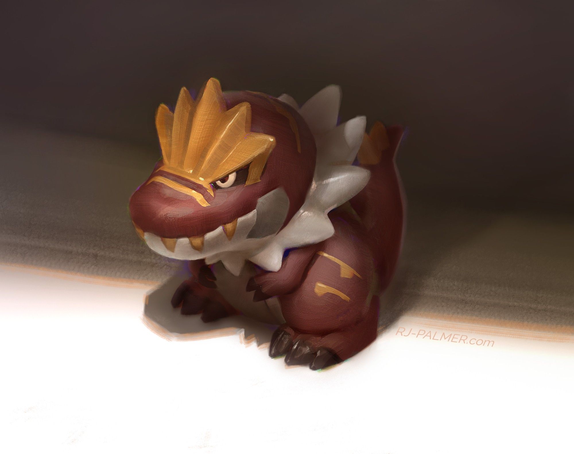 painting of a tyrantrum toy I painted from life