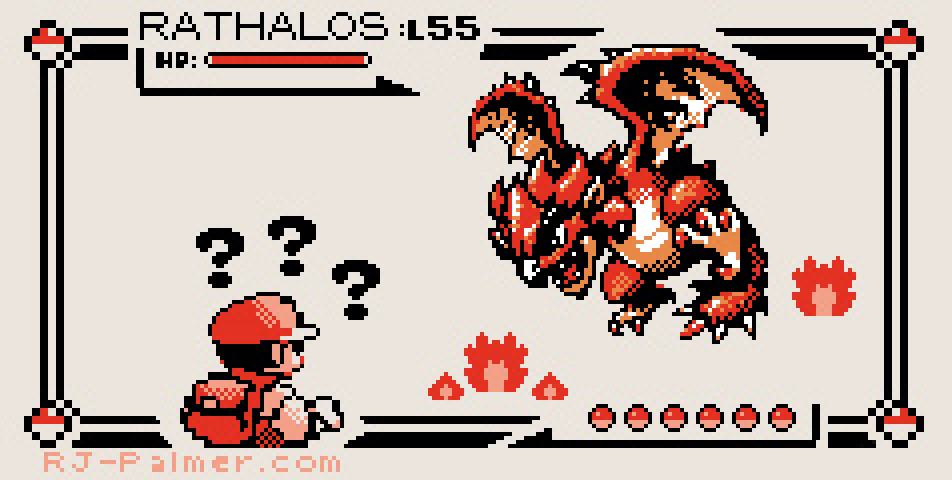 pixel art illustration of the Rathalos the rapscallion he knows he isn't supposed to be in pokemon world