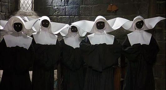 Behold, phantom nuns from the film High Spirits. Like Jawas, but way, waaay more terrifying. They straight through your ass out a castle window. That's pretty fucking metal. And what metal do they prefer?

Ministry. What else?