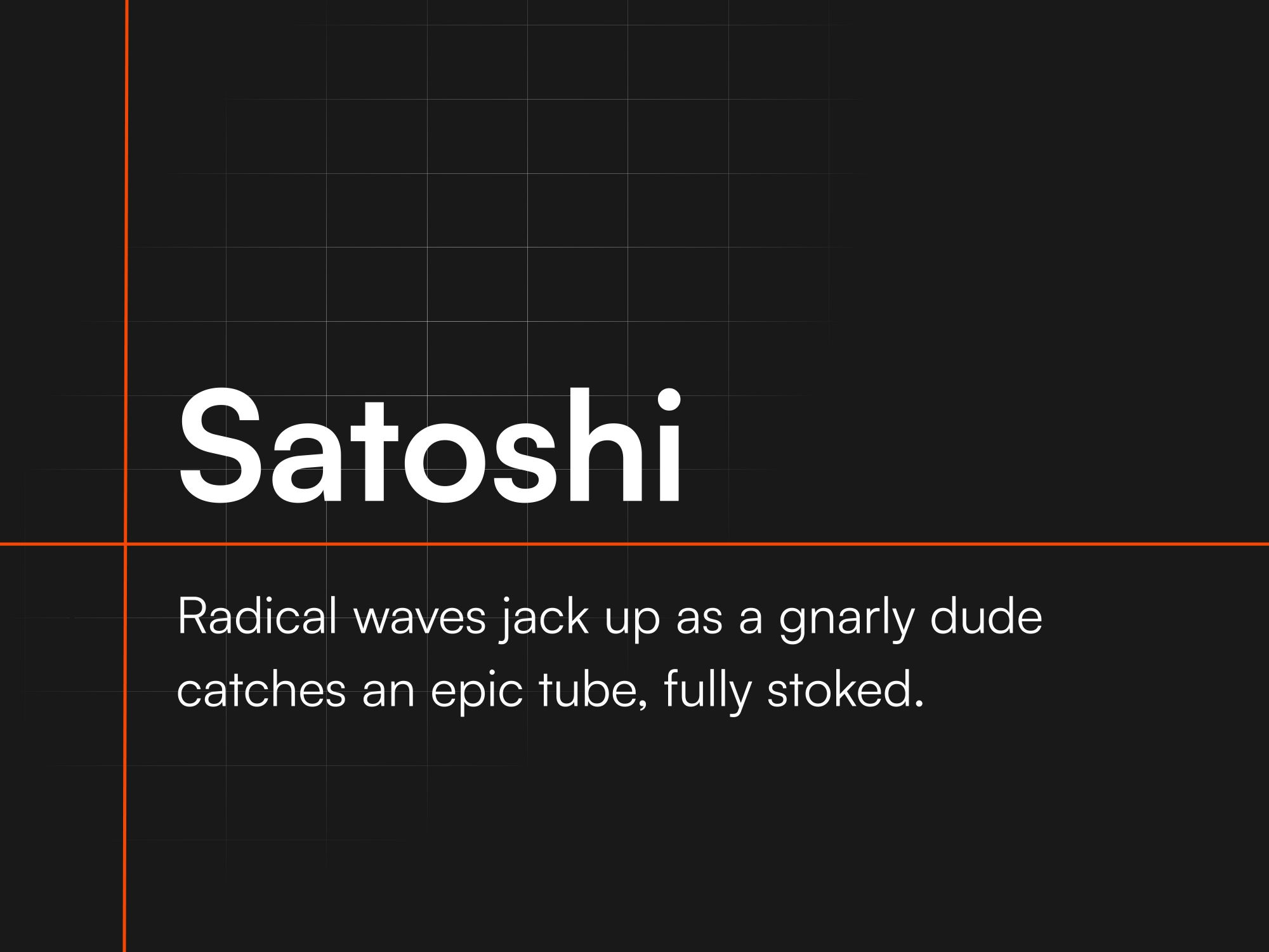 Graphic showcasing the Satoshi font and a pangram with all glyphs