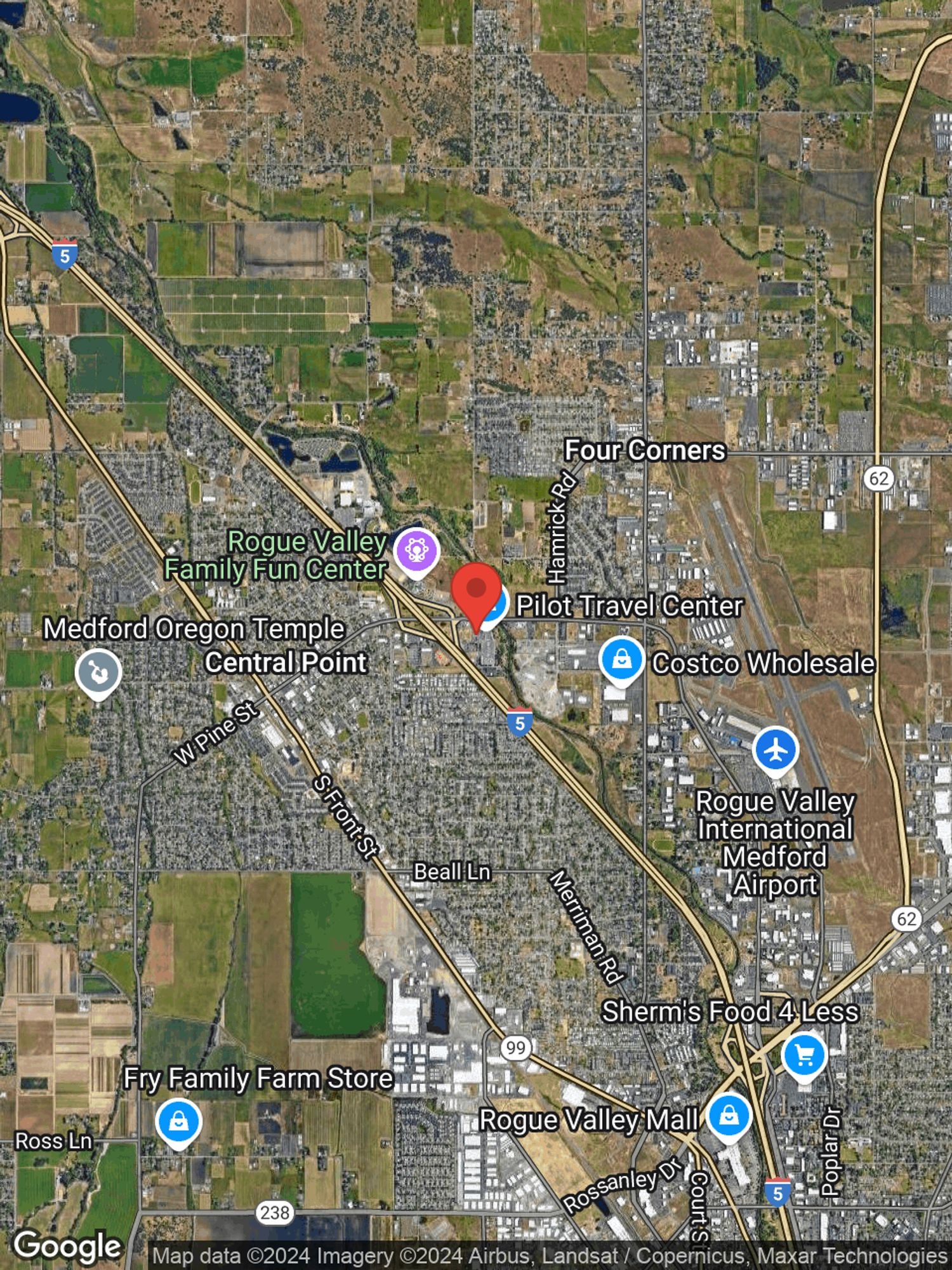 Google map image with center point at 101 S PENINGER RD, CENTRAL POINT, OR.