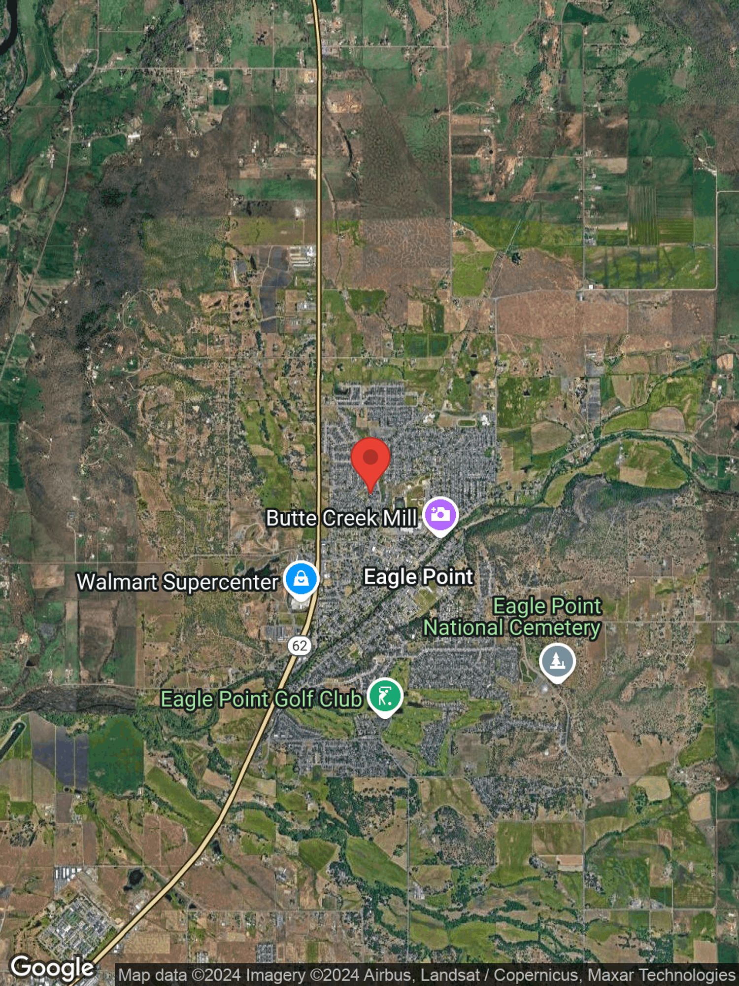 Google map image with center point at 473 MERLEE CIR, EAGLE POINT, OR.