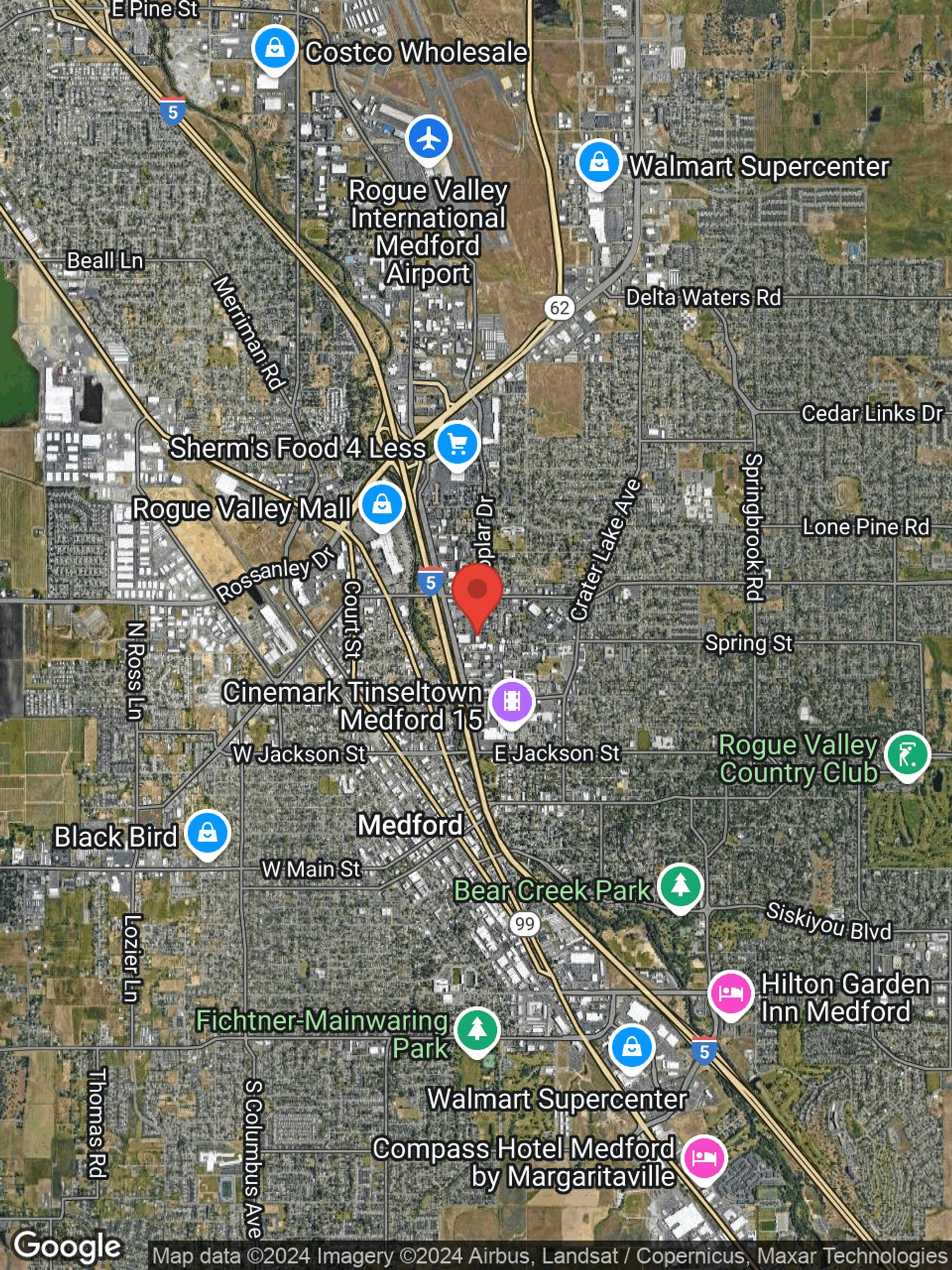 Google map image with center point at 920 BIDDLE RD, MEDFORD, OR.