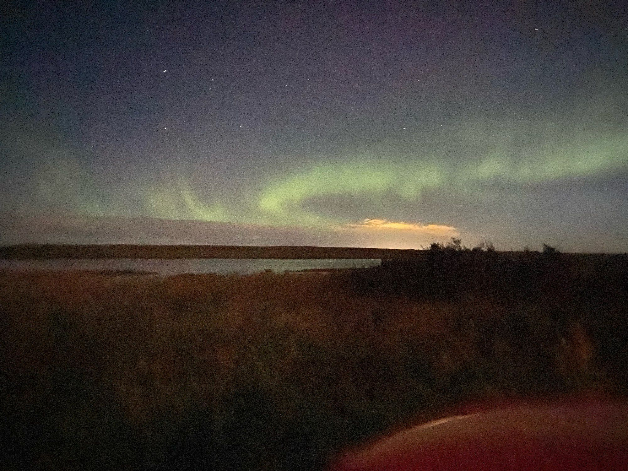 Northern lights at dawn in Saskatchewan