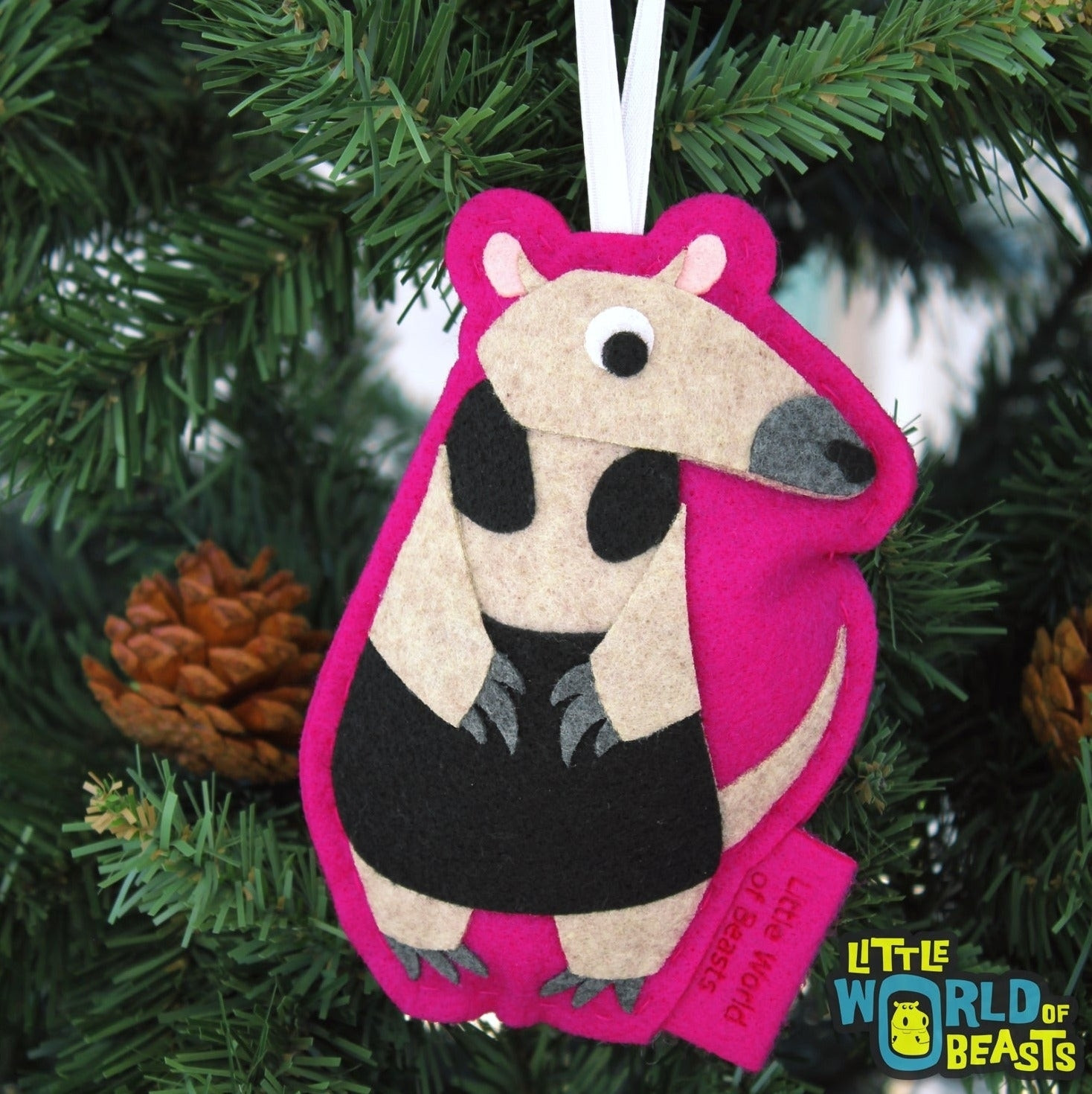 Handmade Felt felt tamandua ornament