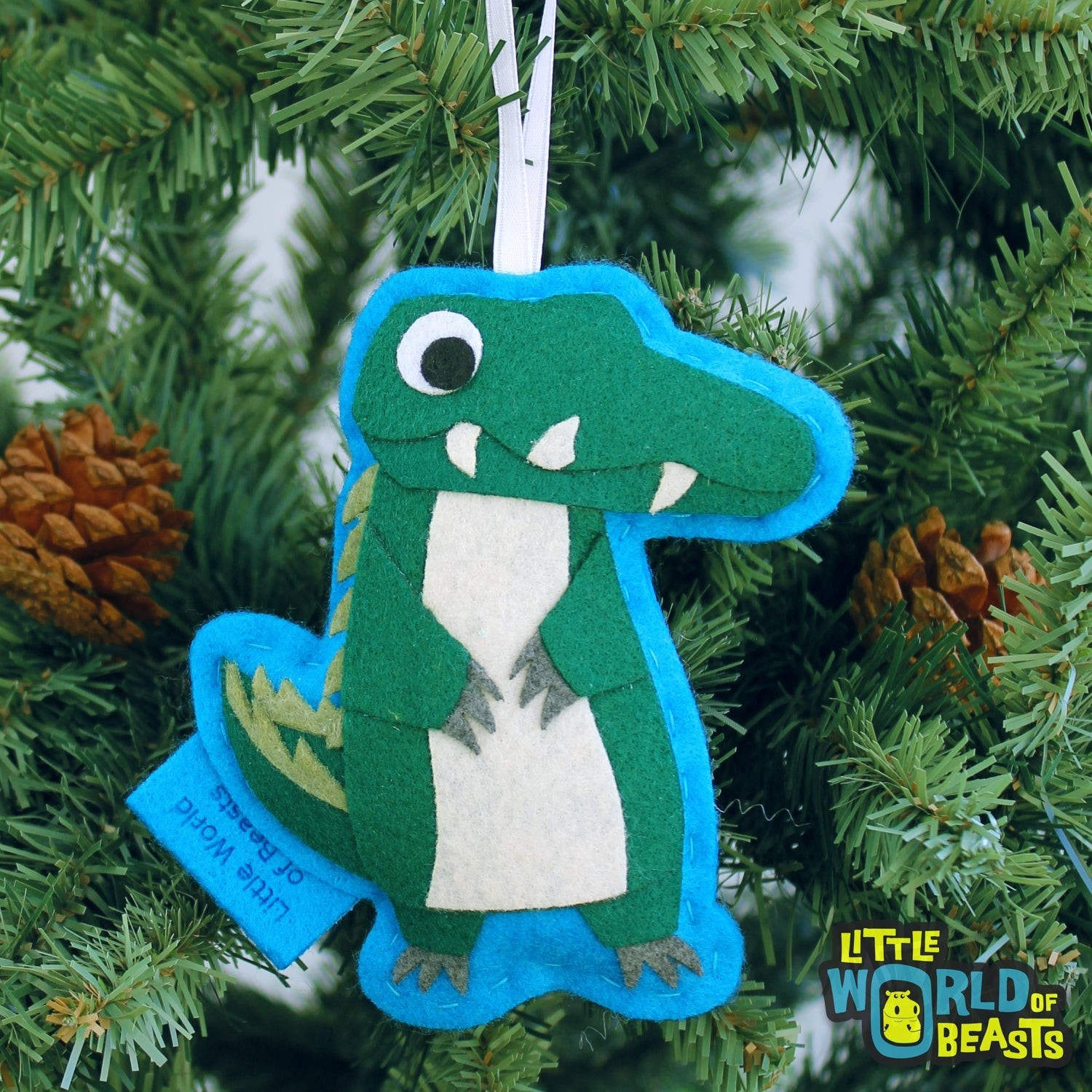 Handmade Felt felt alligator ornament