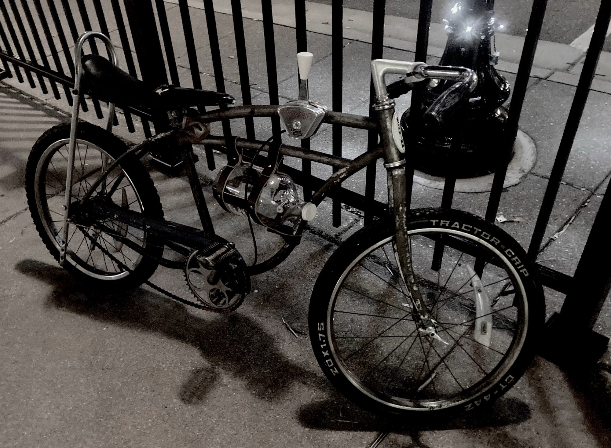 1970’s Schwinn low rider bike in black and white