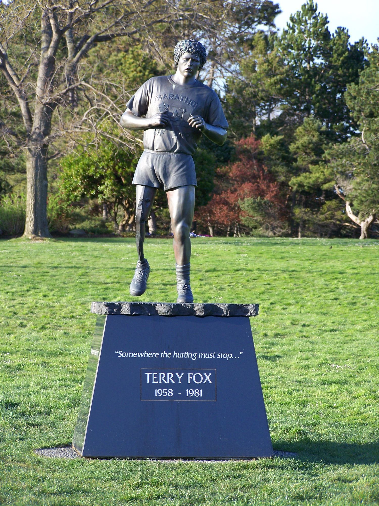 The statue of Terry Fox in Beacon Hill Park, Victoria