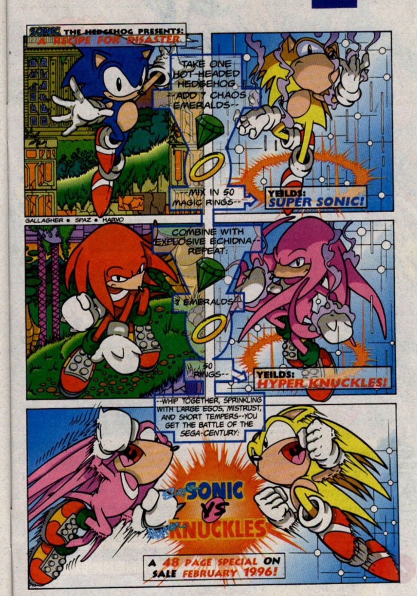 A page from the end of Archie Sonic #33, advertising the Super Sonic vs Hyper Knuckles special issue. 