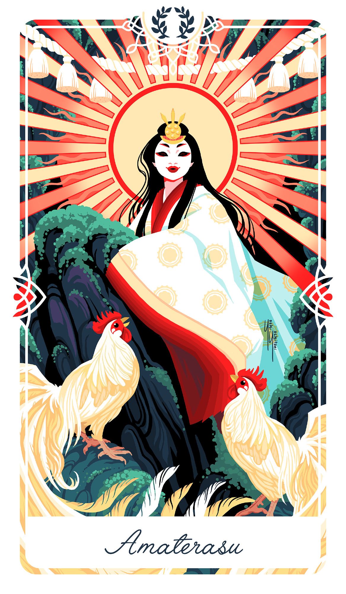 Amaterasu as a card for the upcoming Oracle deck by Yoshi Yoshitani #art