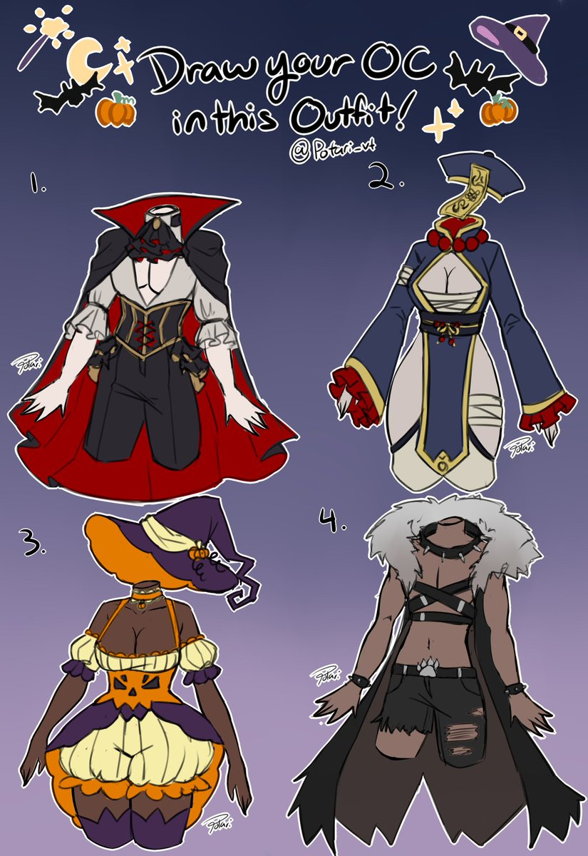 Potari draw OC in this Halloween outfit meme