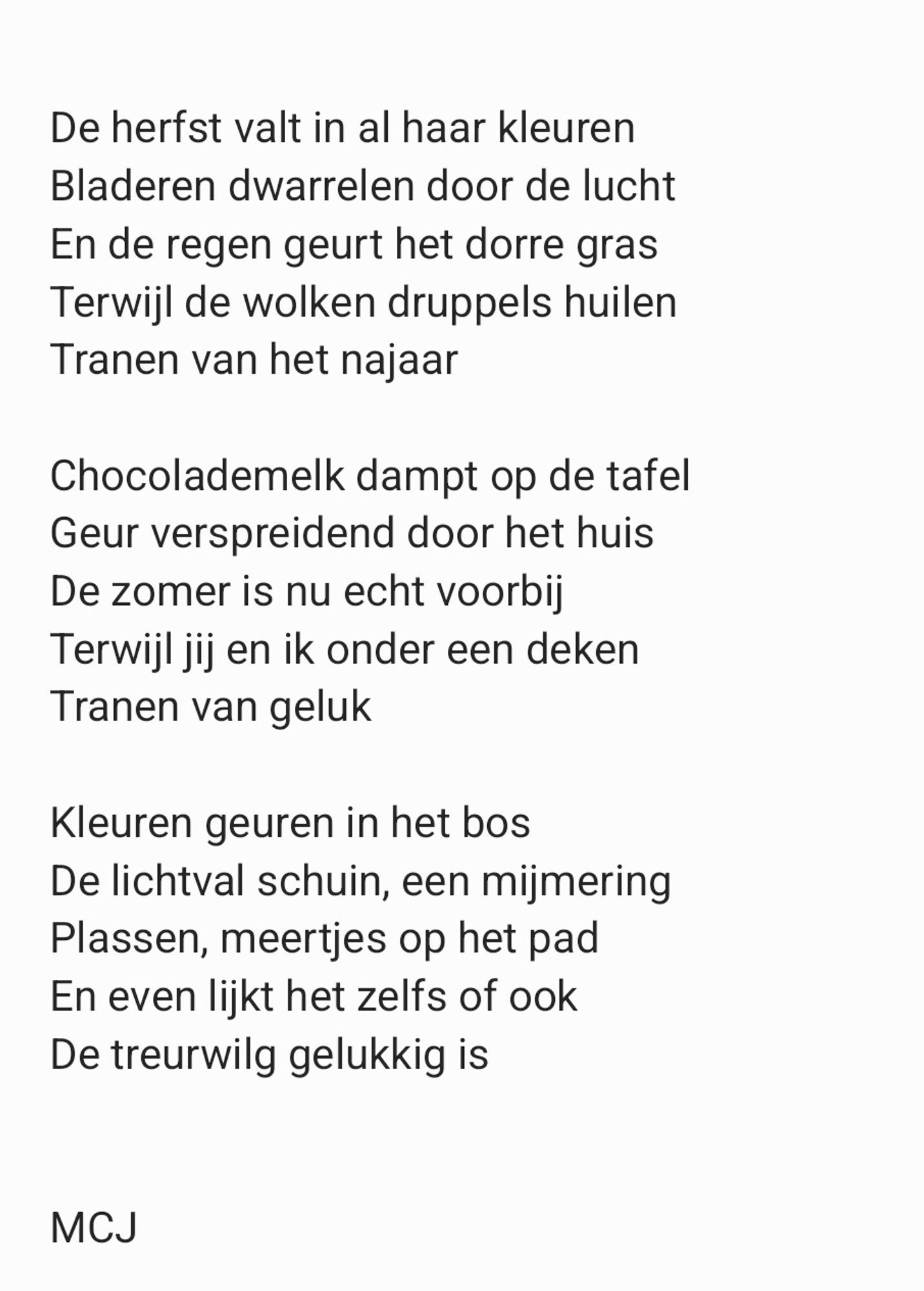 Melancholisch gedichtje over de herfst