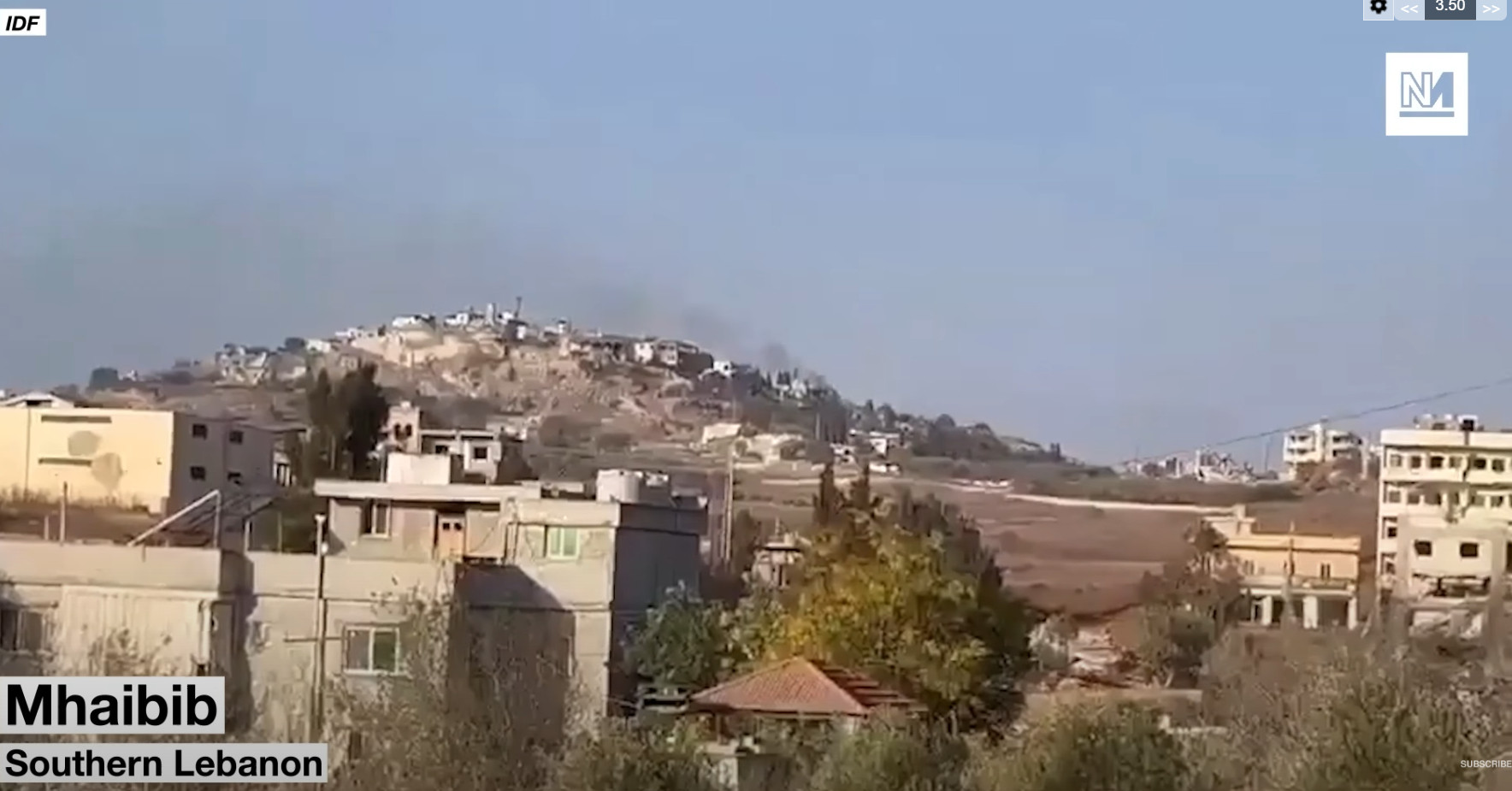 Mhabib village in southrern lebanon sprawling village on a hill, 