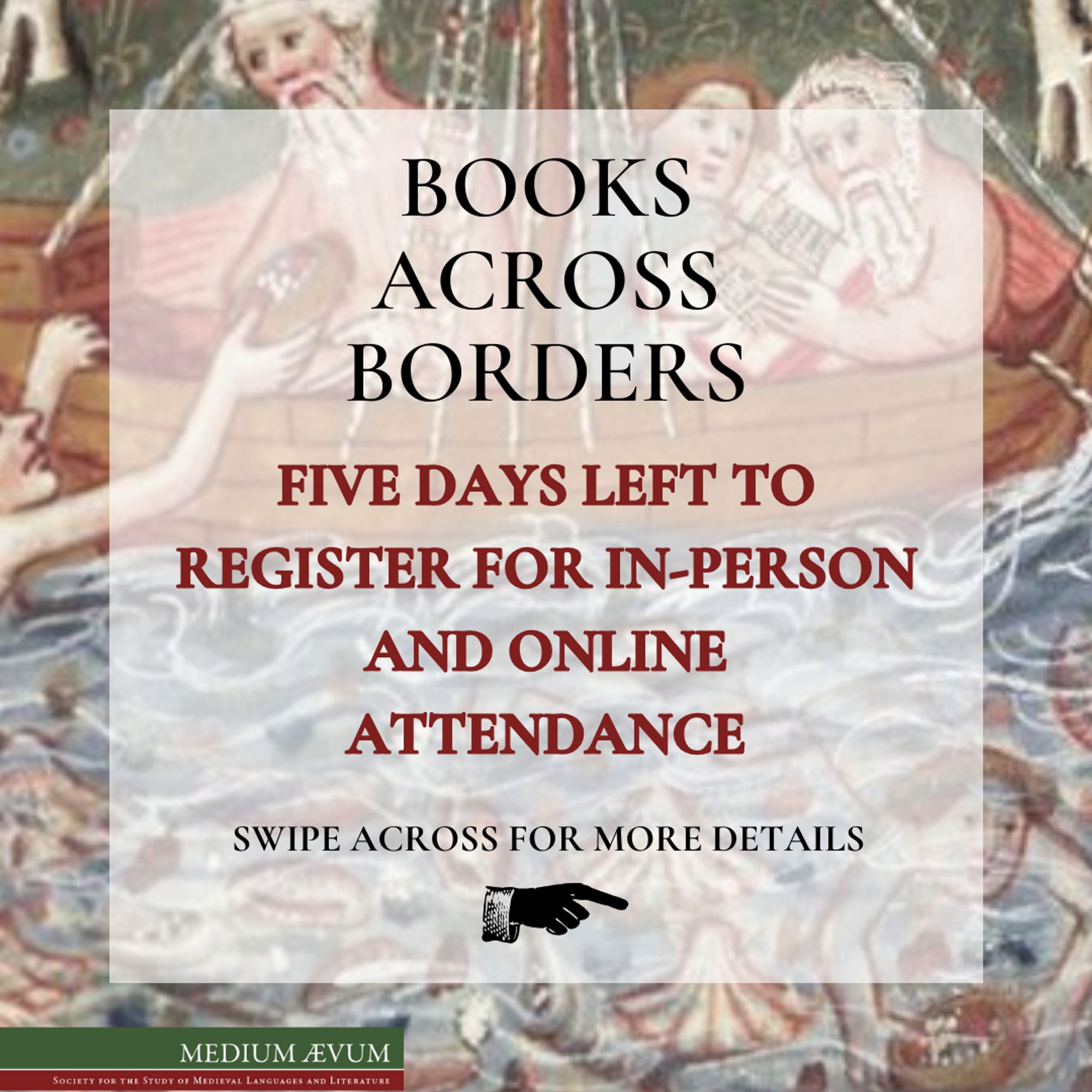 BOOKS ACROSS BORDERS
FIVE DAYS LEFT TO REGISTER FOR IN-PERSON AND ONLINE ATTENDANCE

SWIPE ACROSS FOR MORE DETAILS