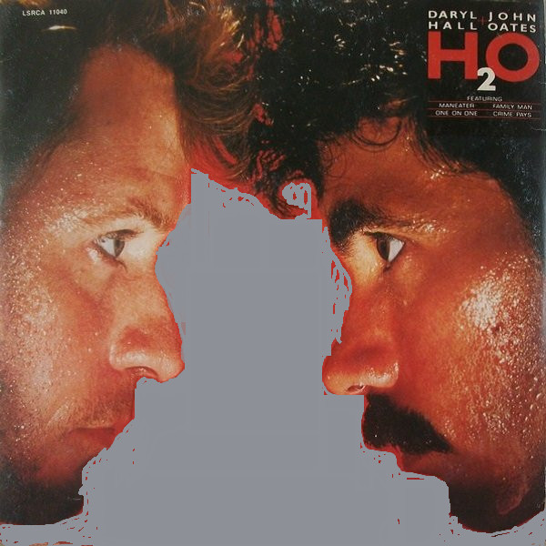 Hall and Oates "H20" album cover where it looks like they're using a double-sided urinal 