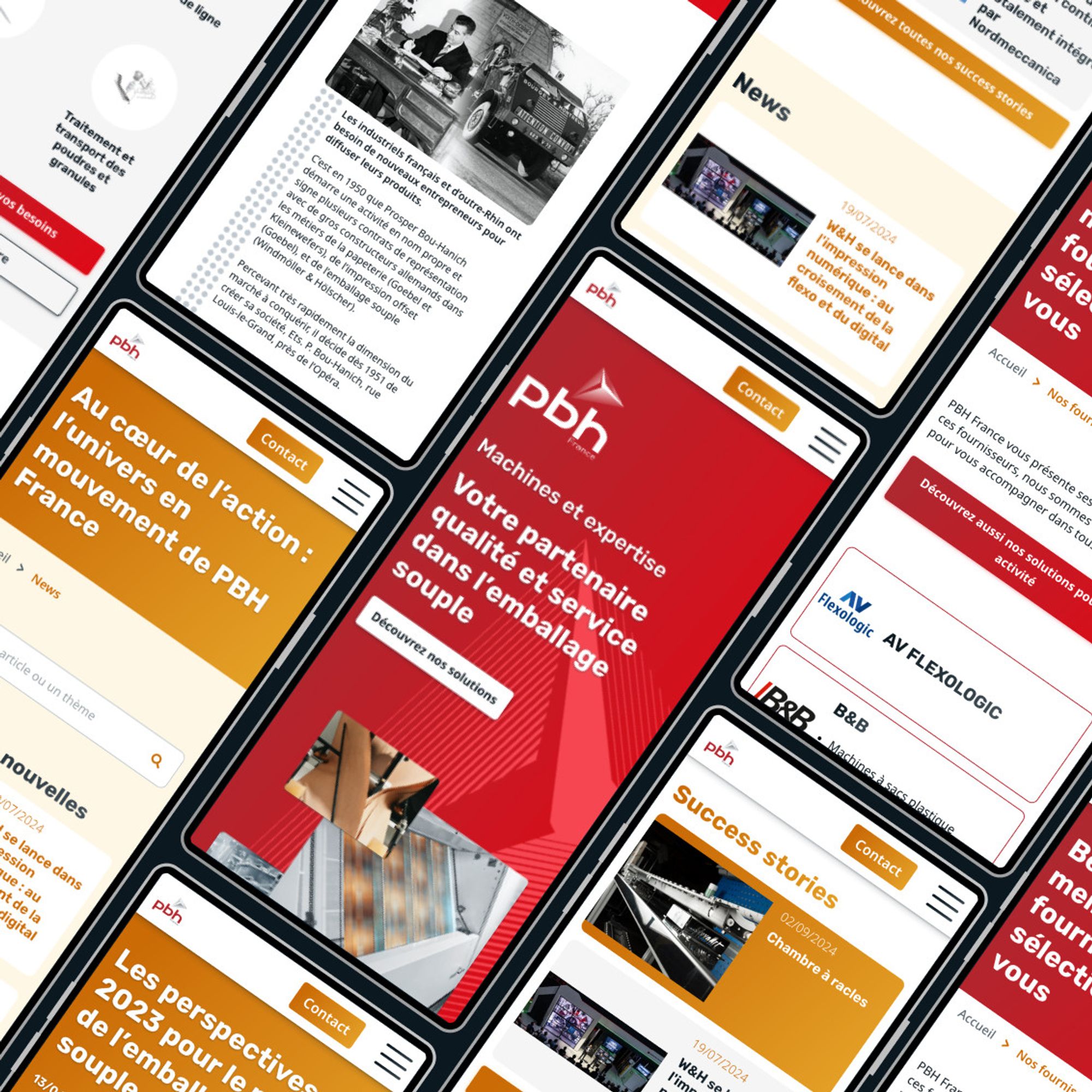 PBH France mobile interface – A mobile-optimized version of the PBH France website, ensuring smooth navigation and access to the latest news and product offerings on-the-go.