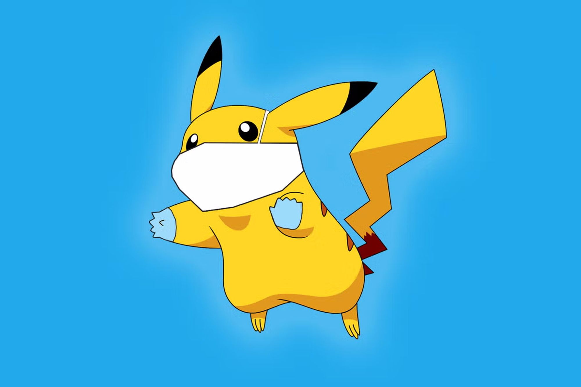 Pikachu wearing a mask