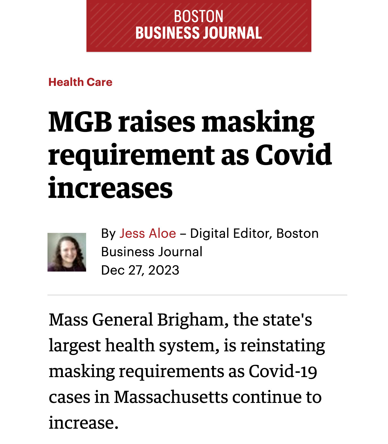 Mass General Brigham, the state's largest health system, is reinstating masking requirements as Covid-19 cases in Massachusetts continue to increase.