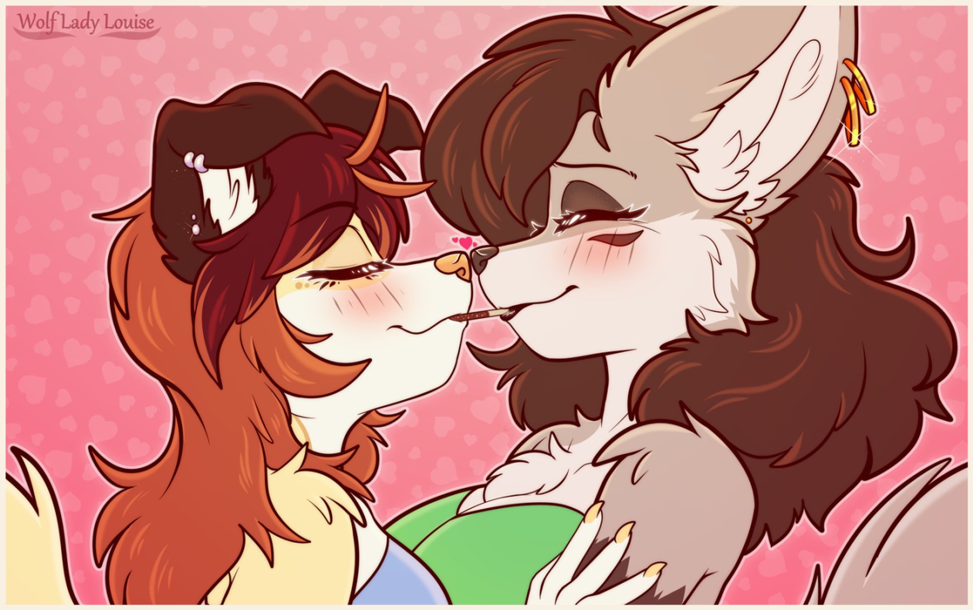 Sometimes you just need a different Valentine's Day, and sharing a pocky with someone important to you makes it even more special~  Little goofy gift I made for the one and only WolfLady, juuuust because I thought it would be fun, and she's amazinggg~ 