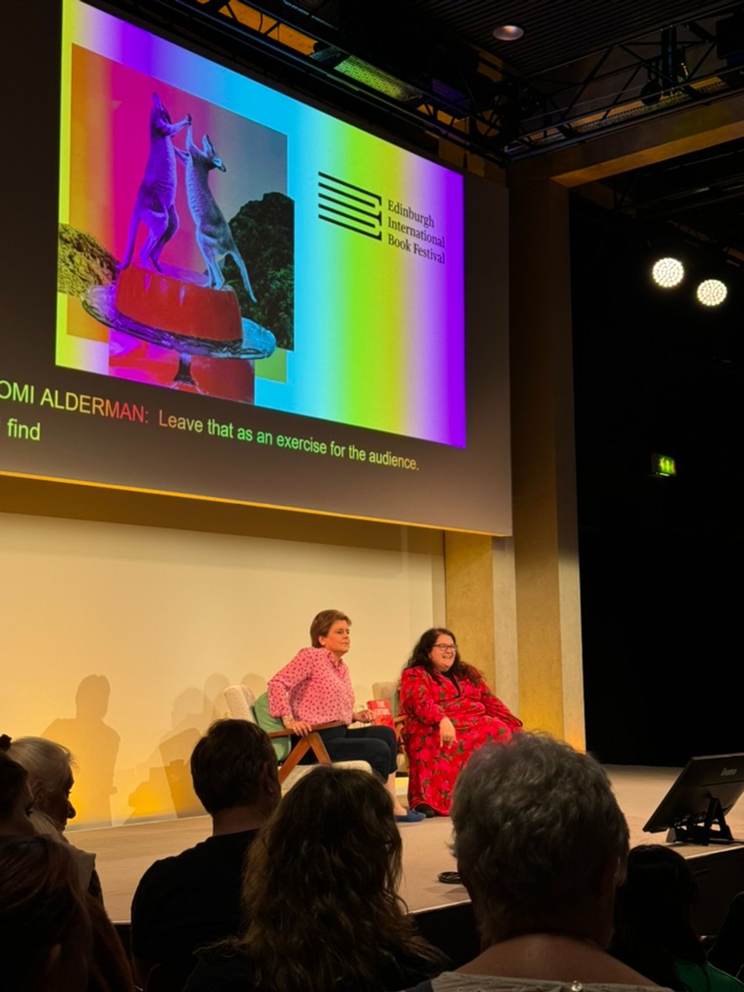 Nicola Sturgeon and Naomi Alderman on stage