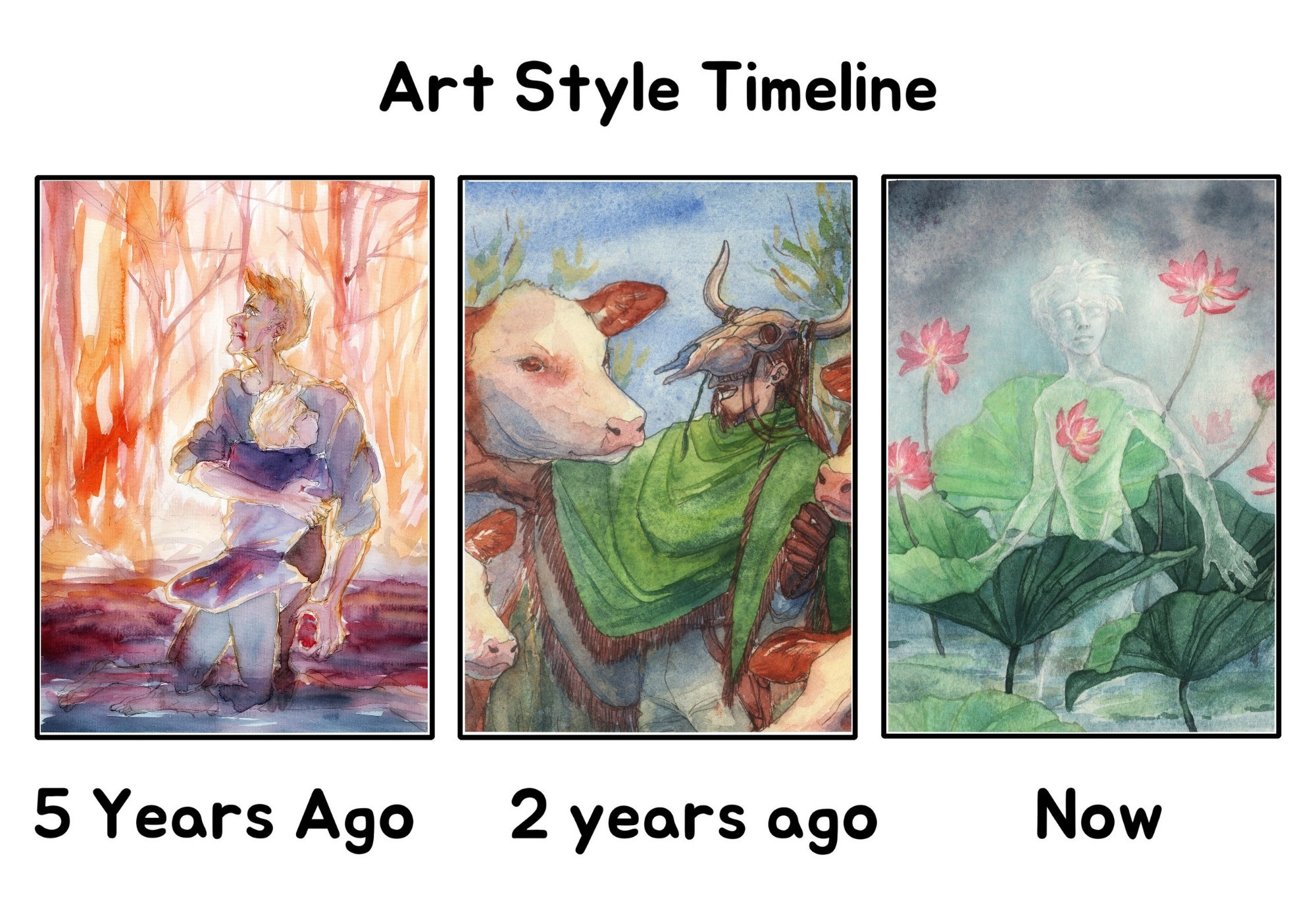 #artstyletimeline with humans and nature