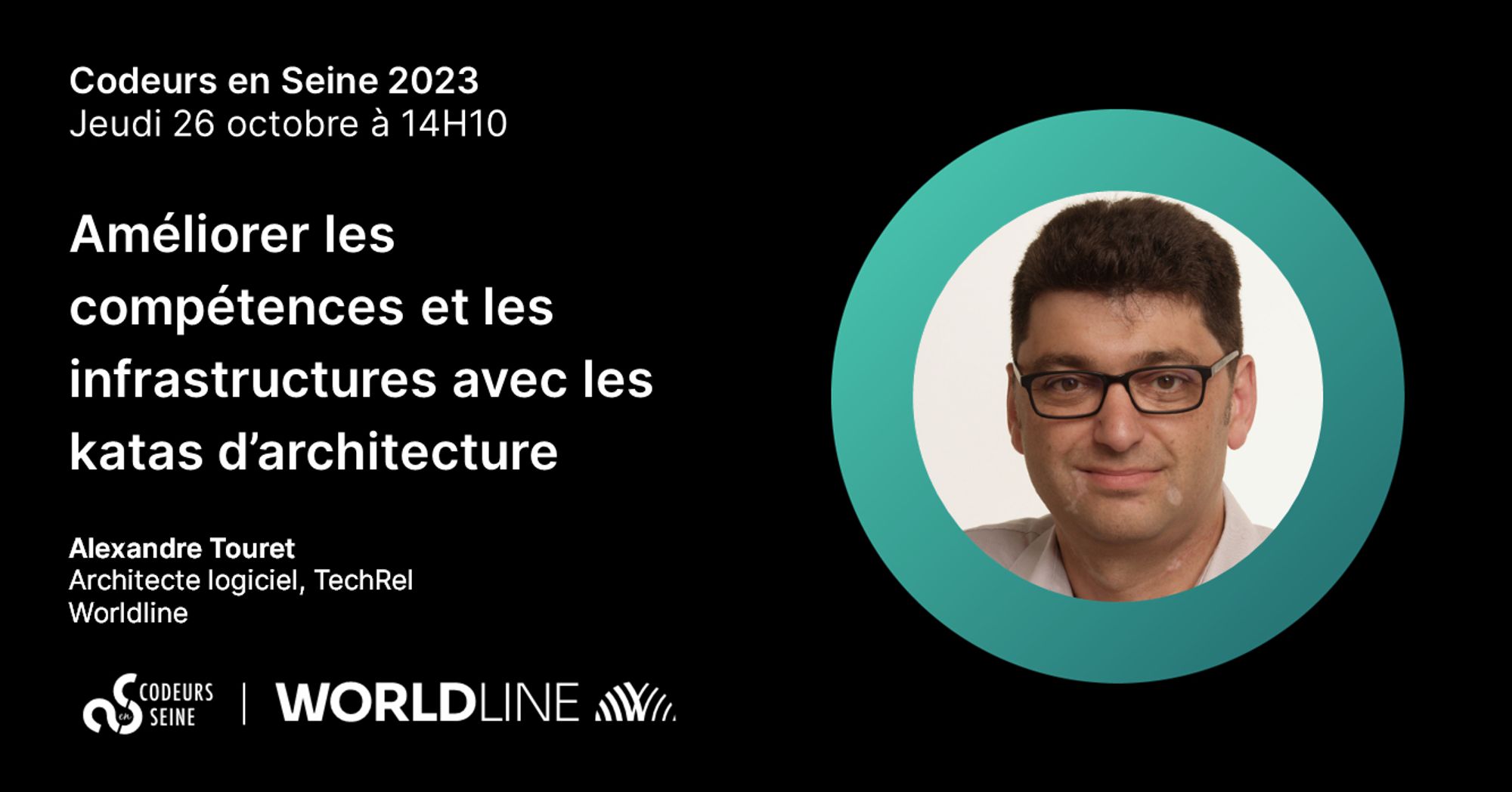 Tweetcard sur un quickie sur les katas d'architecture à Codeurs en Seine avec Alexandre Touret