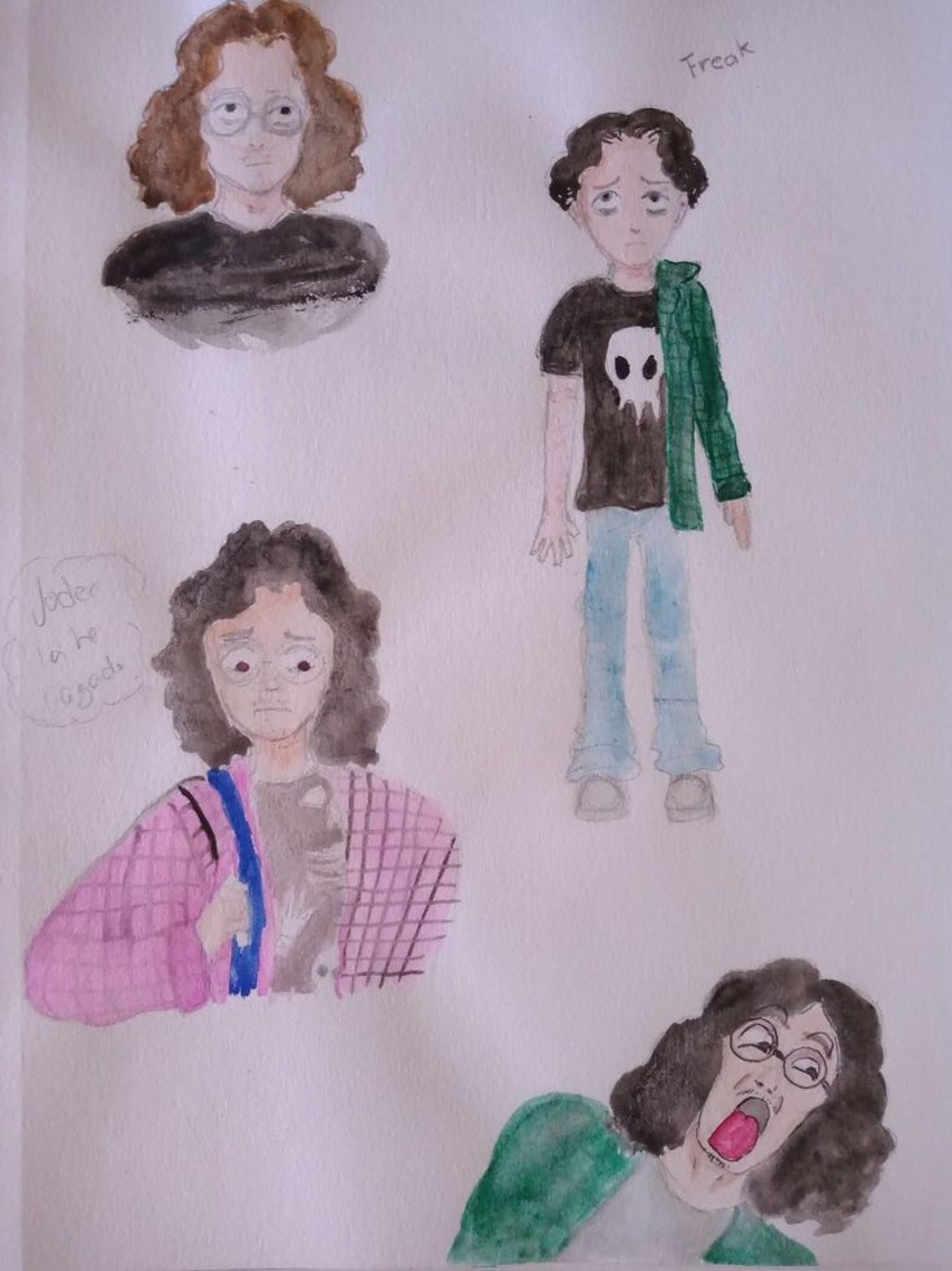 Dibujos del personaje de Chema de la película Tesis de Alejandro Amenábar