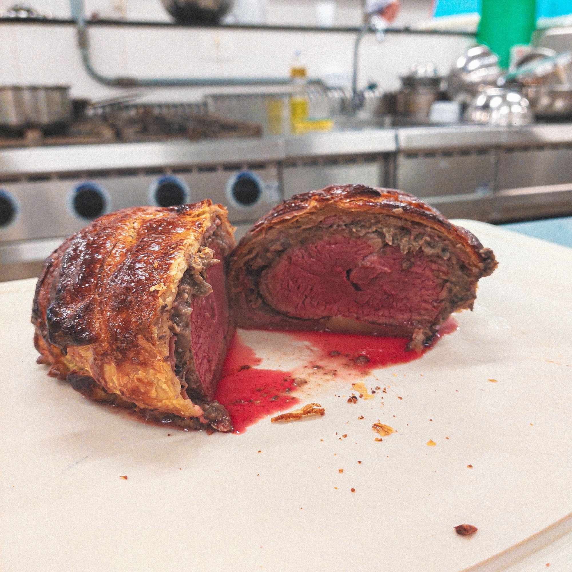 Cross-section of beef wellington