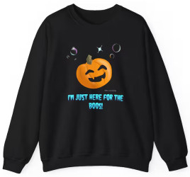 I'm just here for the boos! Fun Halloween shirt for parties and partiers. A spooky (and slightly tipsy?) pumpkin are illustrated (by a human) in full color. Sizes up to 5XL at  https://www.etsy.com/shop/Retnoob