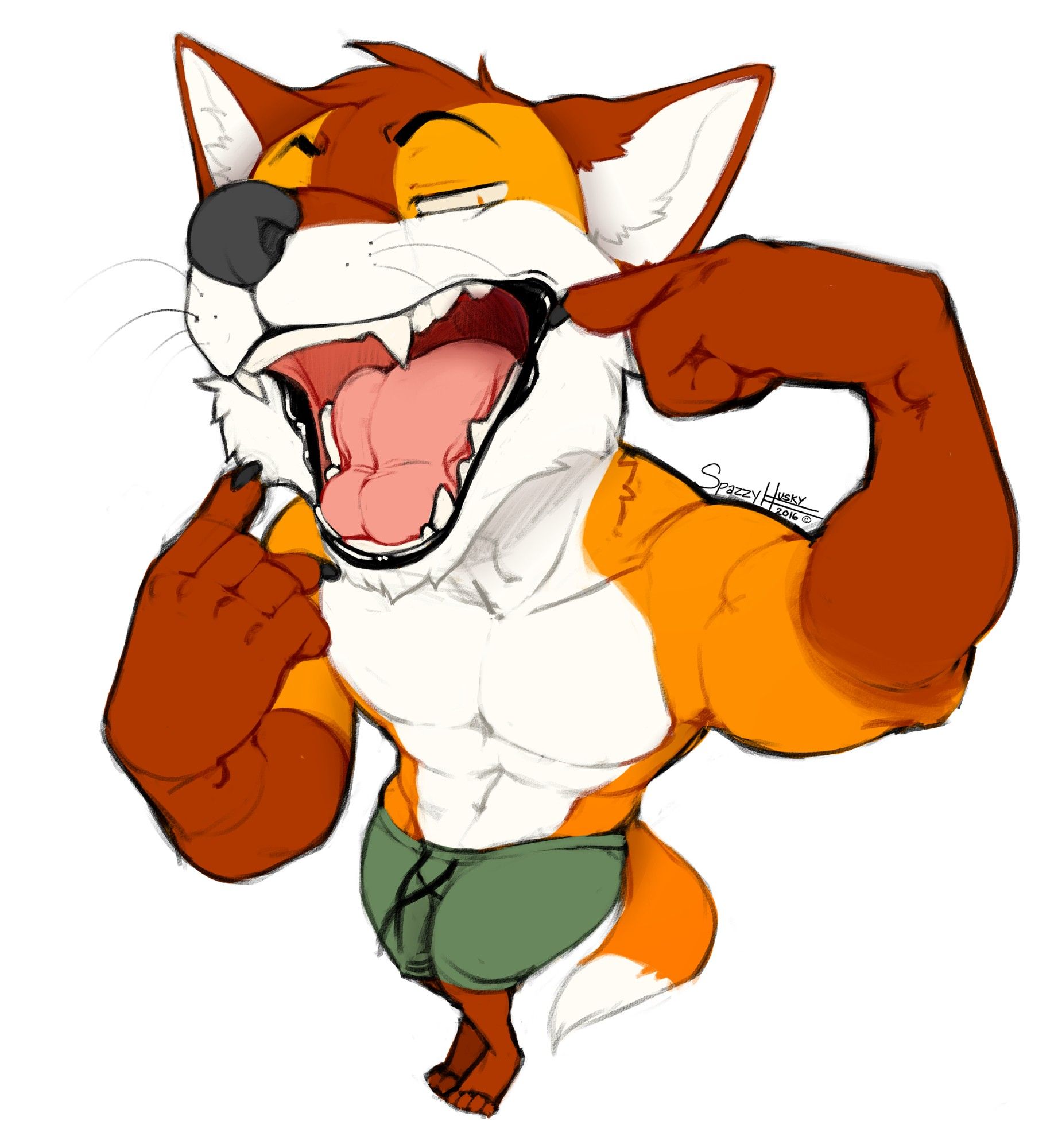 It's Jym pointing at his handsome foxmouth. Maybe he's just showing it off, as you would if you had such a handsome foxmouth. Or maybe you're tiny which would make this more of a concern because a micro is not going to win a fight with that absolute beast of a tongue he has in there.